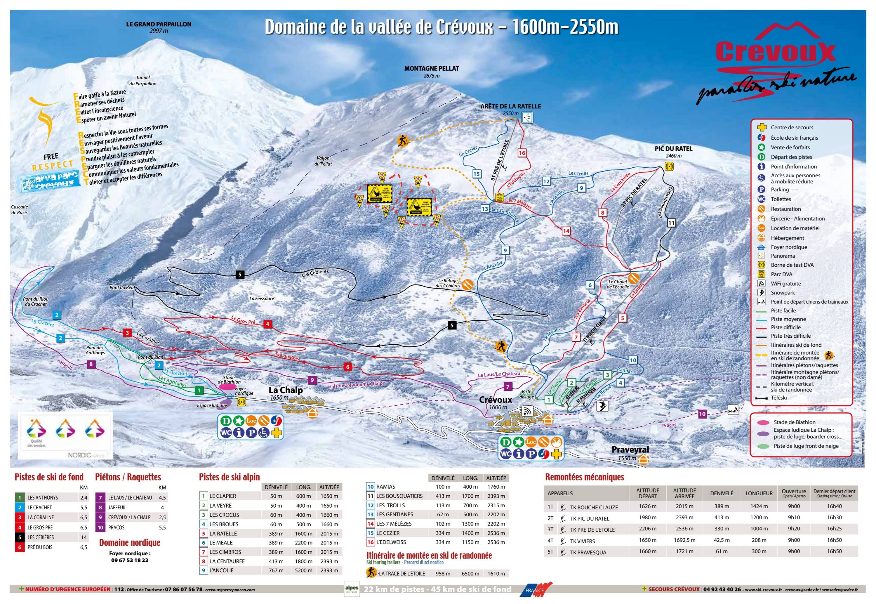 Crévoux trail map