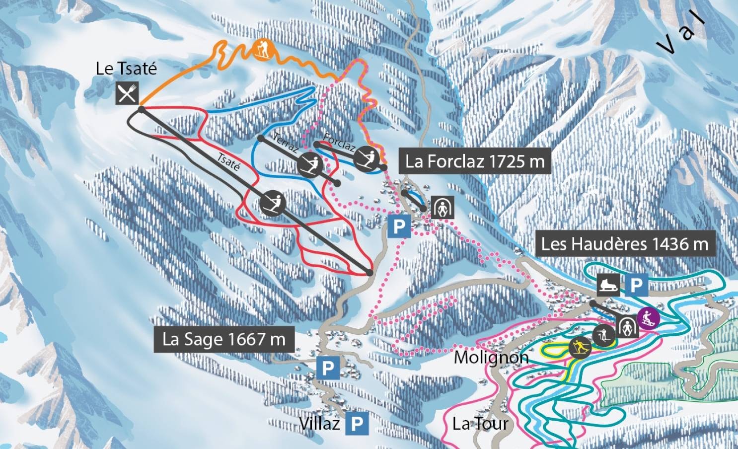 La Forclaz trail map