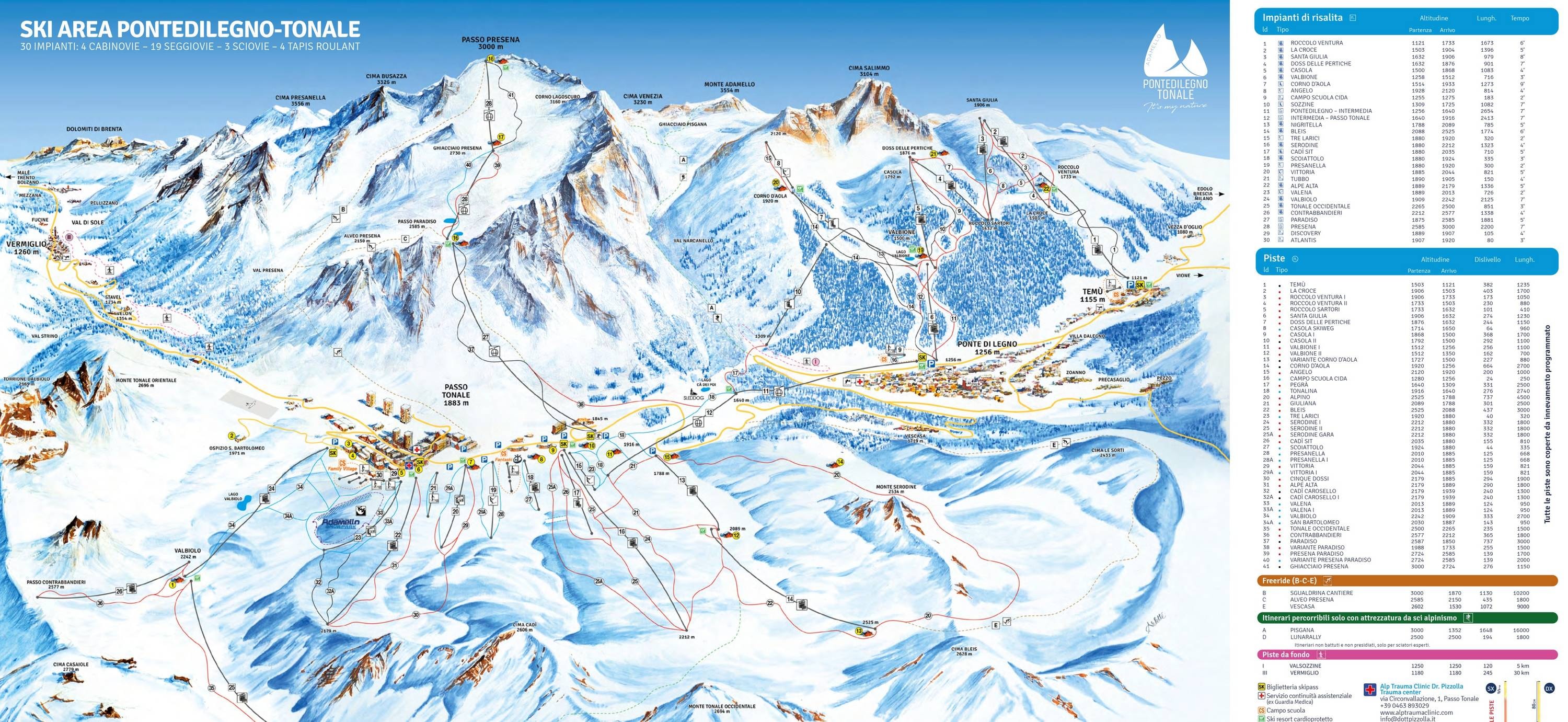 Ponte di Legno/Tonale/Presena Glacier/Temù (Pontedilegno-Tonale) trail map