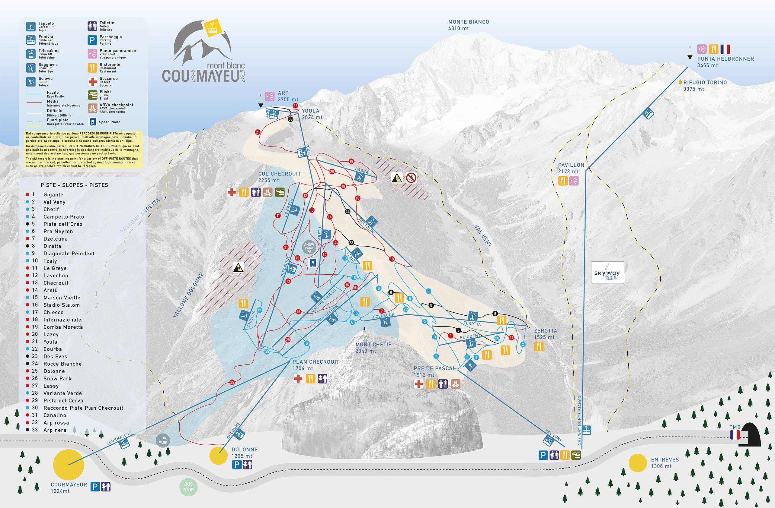 Courmayeur – Chécrouit/Val Veny trail map