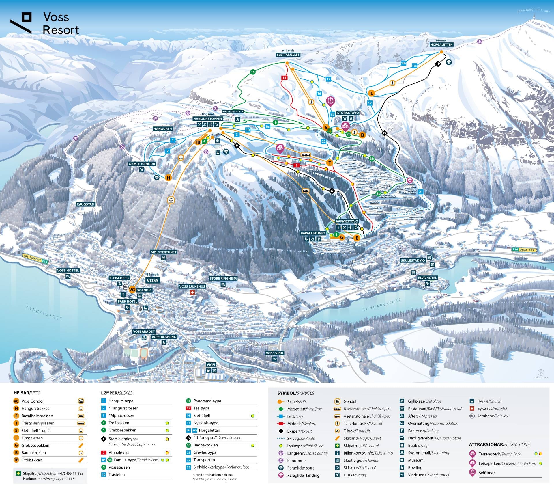 Voss Resort trail map