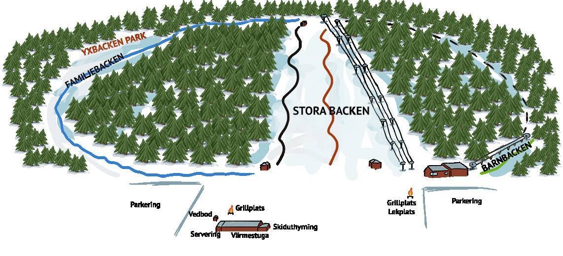 Yxbacken trail map