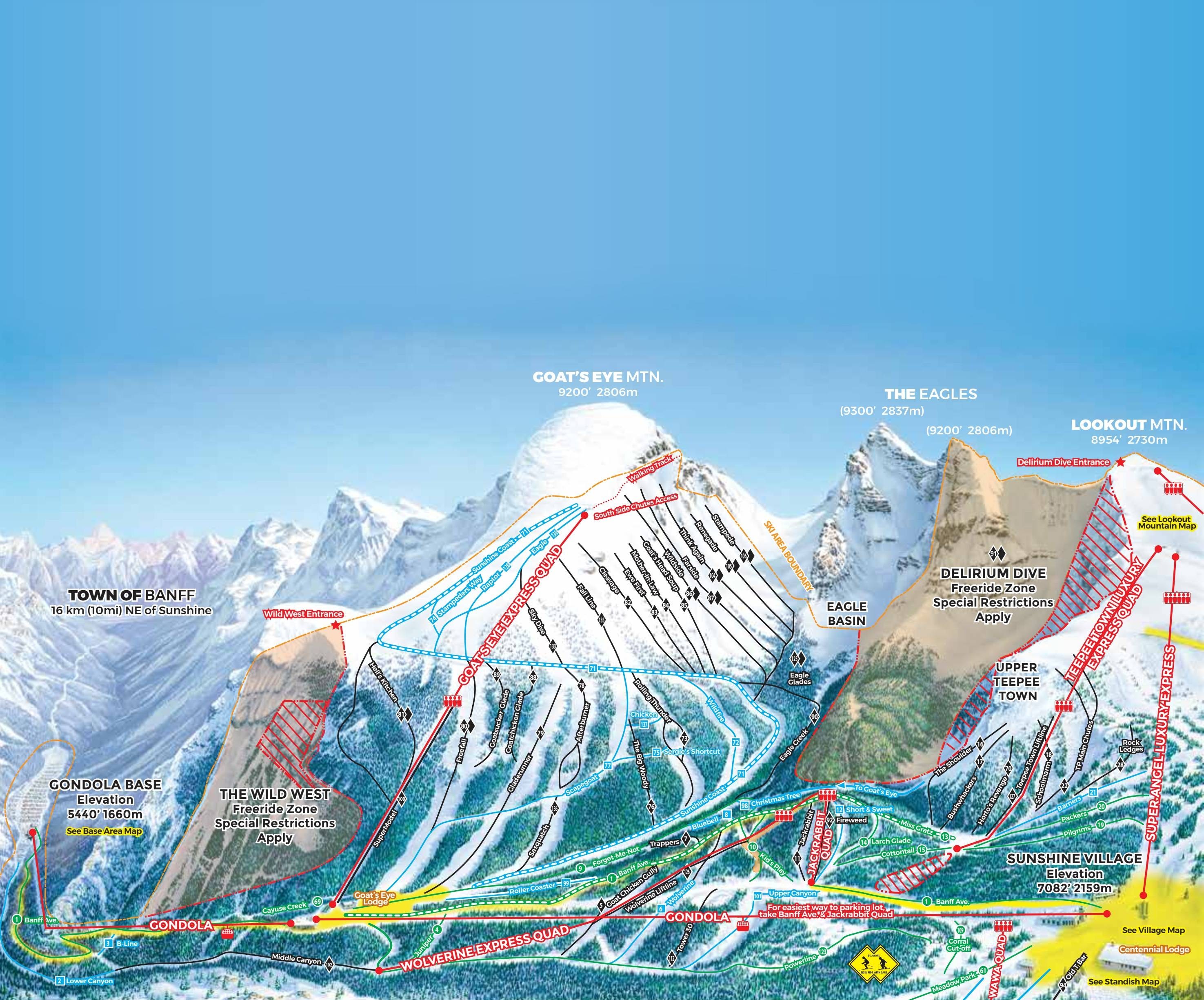 Banff Sunshine trail map