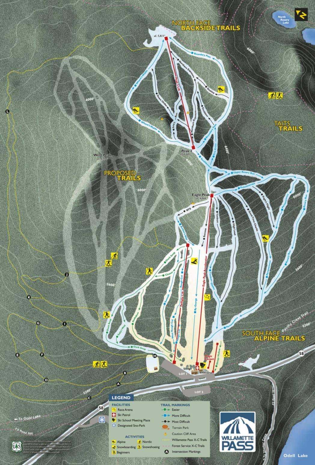 Willamette Pass – Crescent trail map