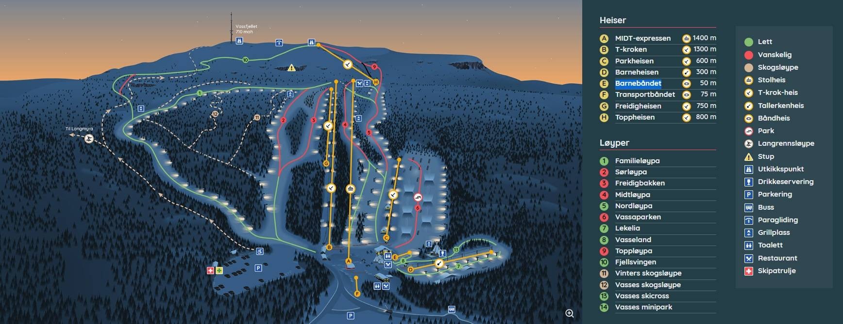 Vassfjellet – Klæbu/Trondheim trail map
