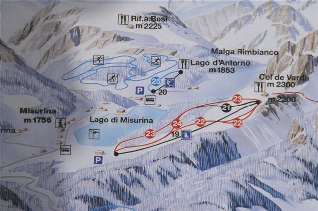Misurina – Passo Tre Croci trail map