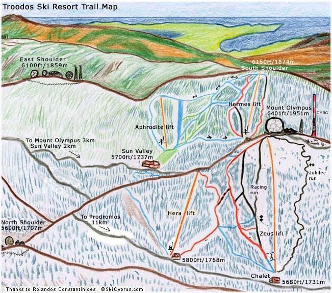 Troodos – Mount Olympos trail map