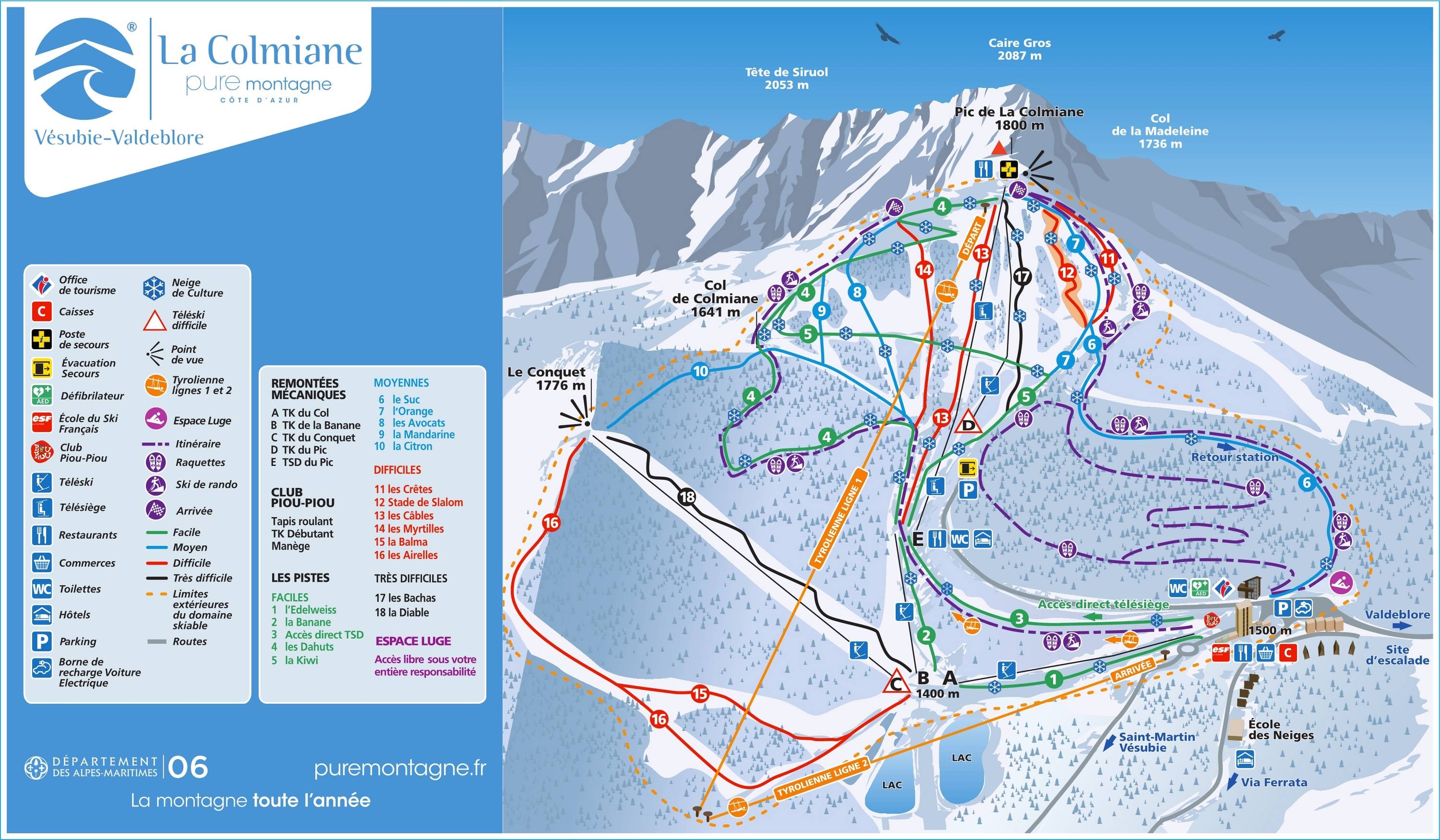 La Colmiane trail map