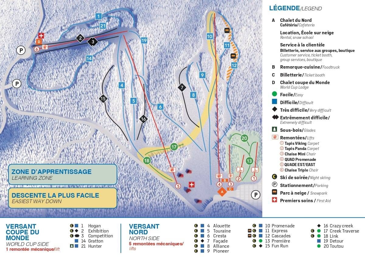Mont Cascades trail map