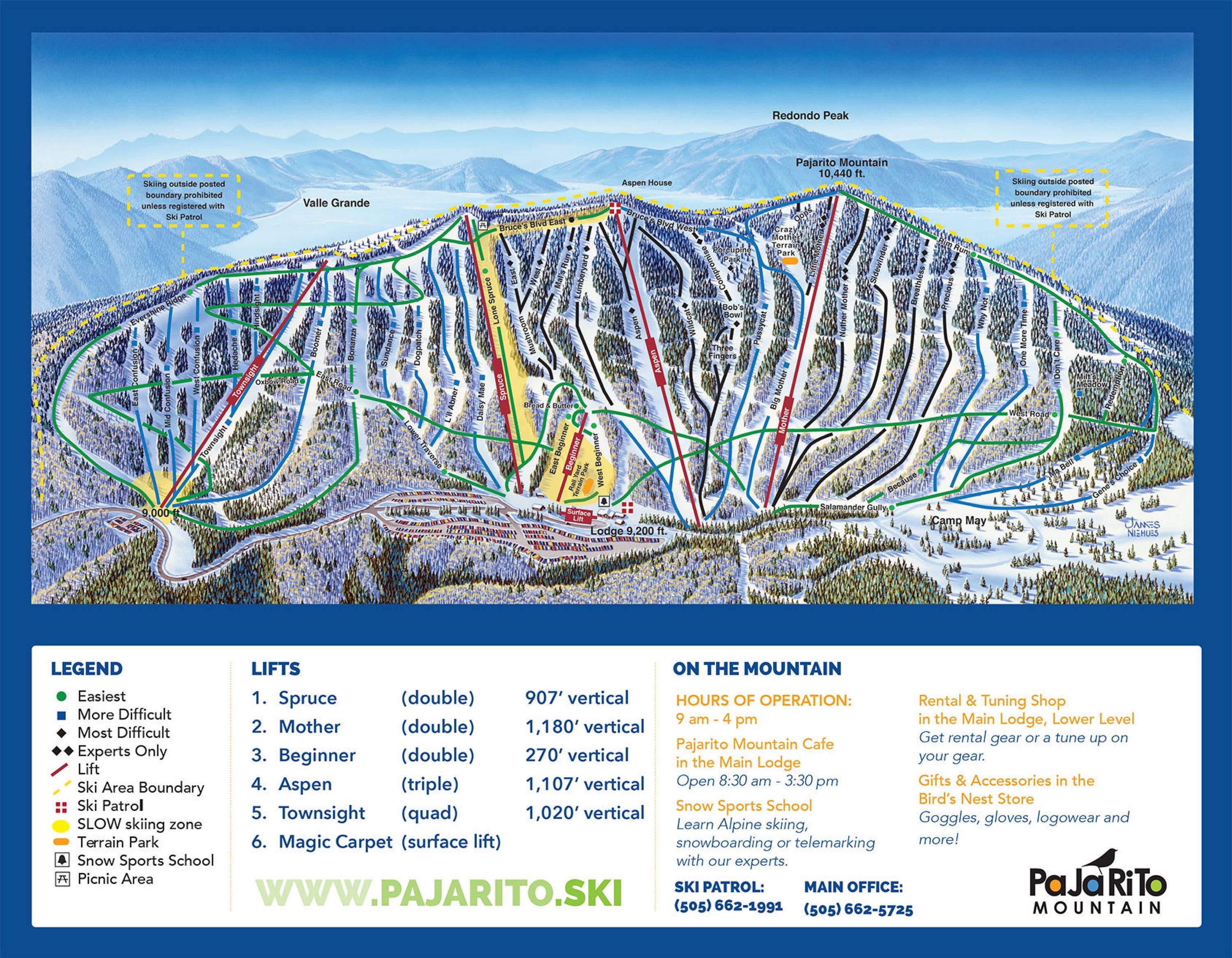Pajarito Mountain trail map