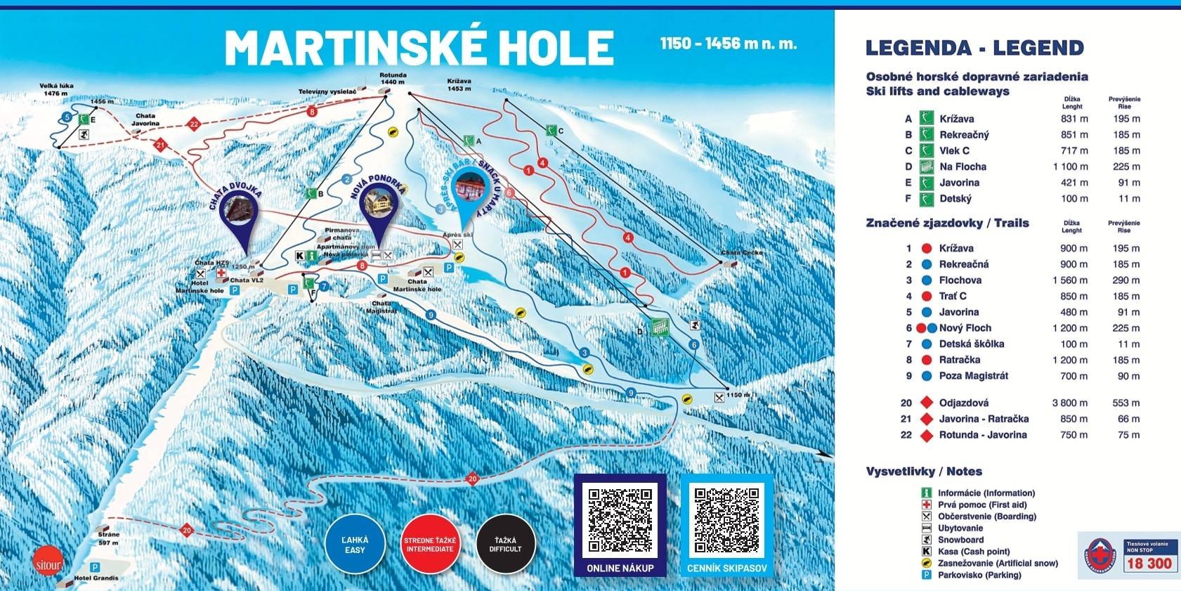 Martinské Hole trail map