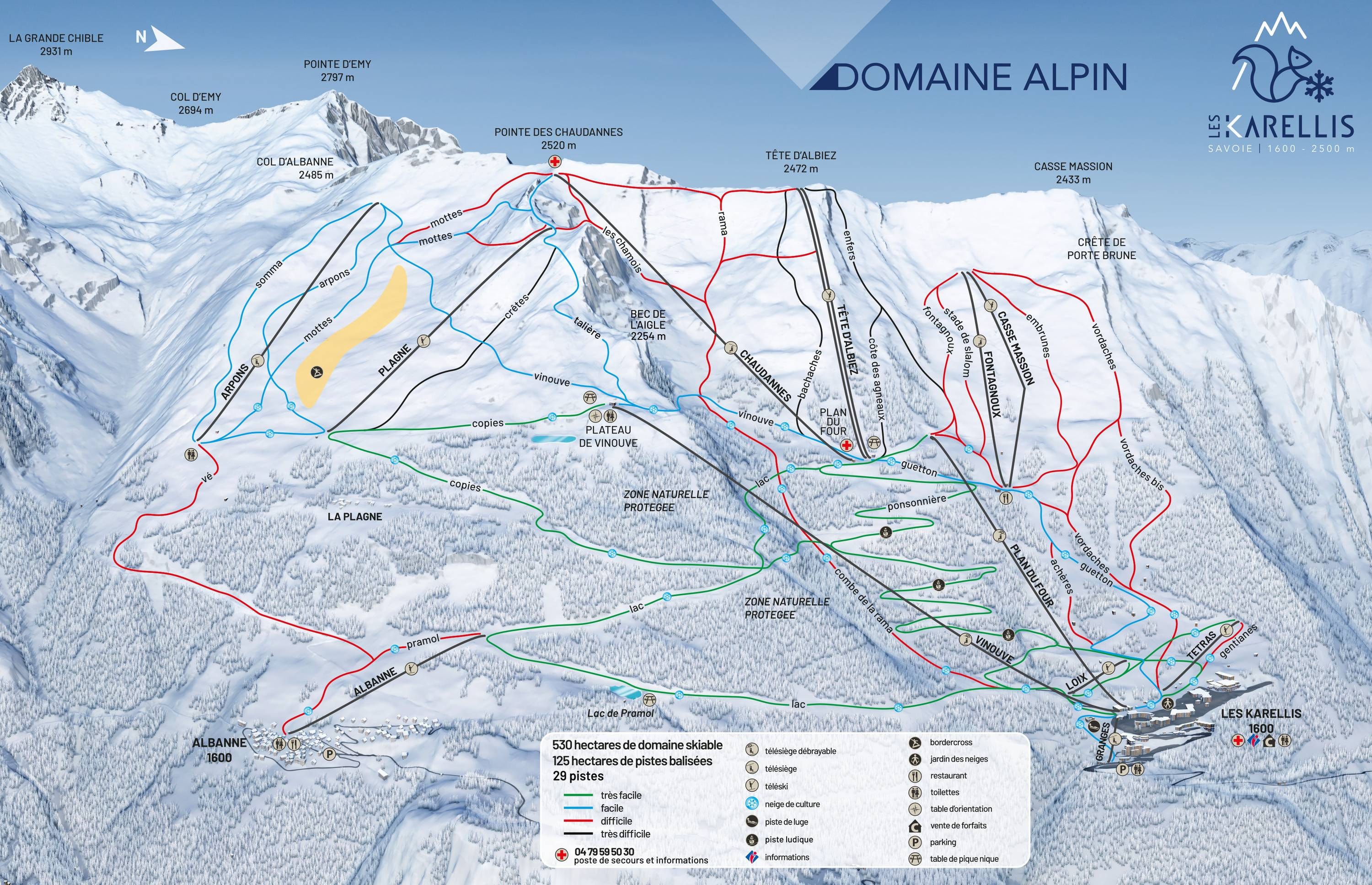Les Karellis trail map