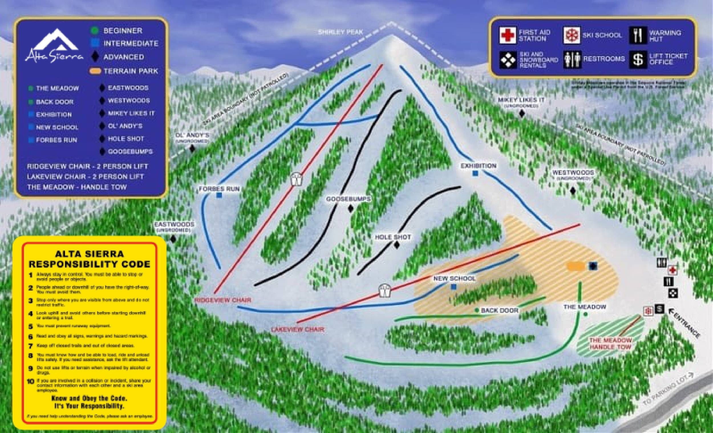 Alta Sierra – Shirley Meadows trail map