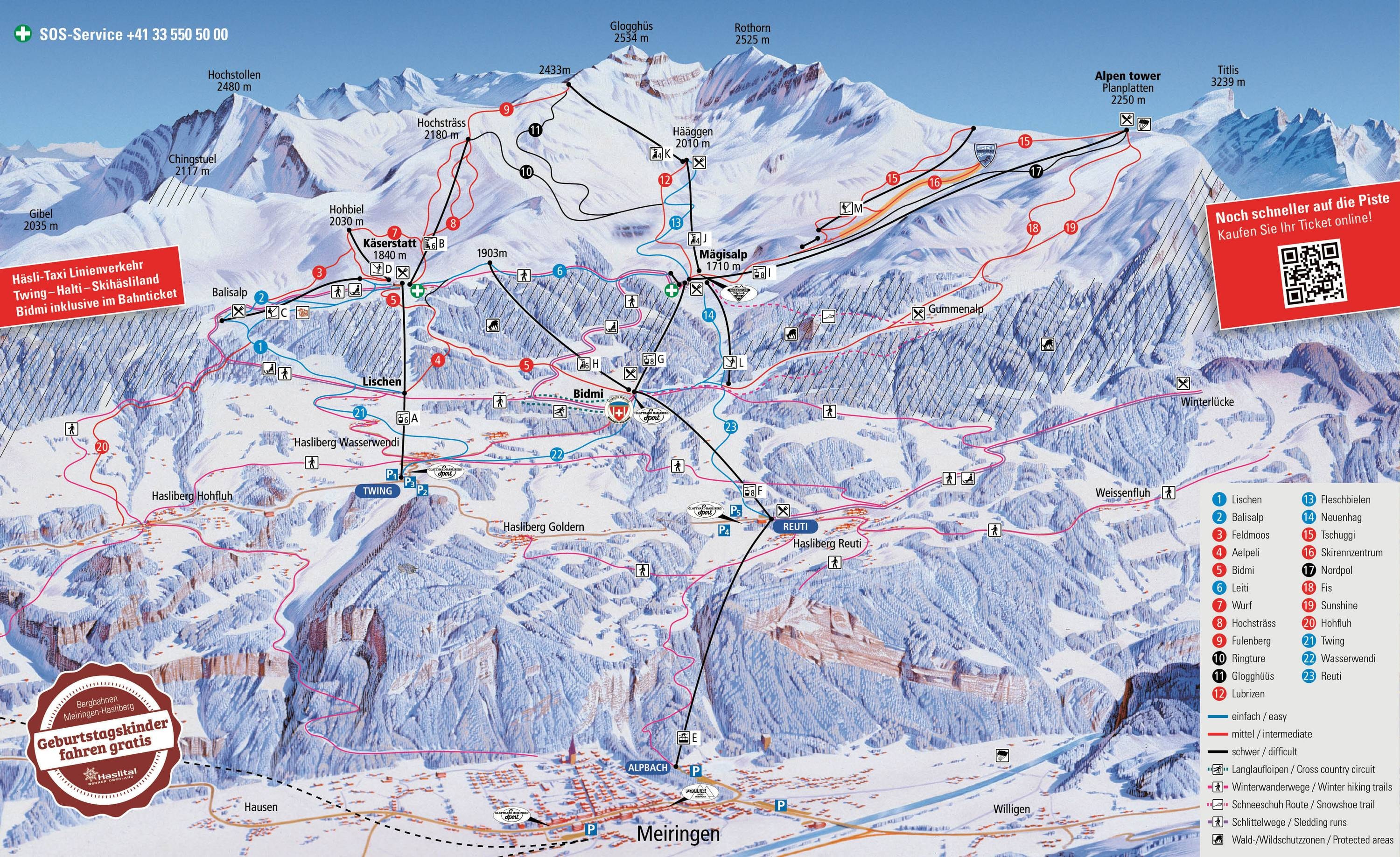 Meiringen-Hasliberg trail map
