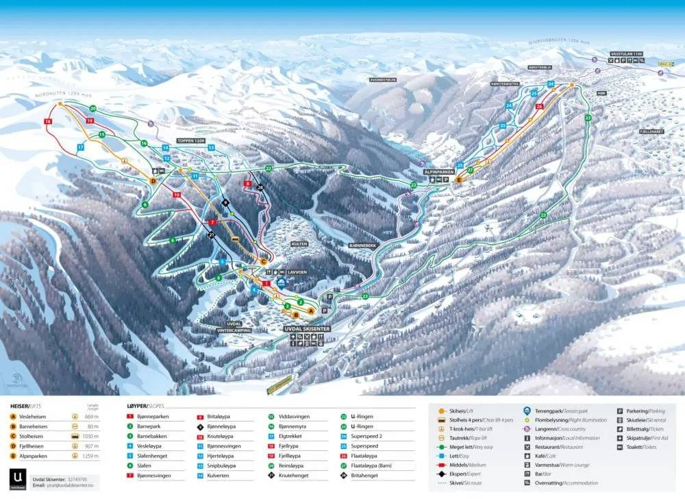 Uvdal Alpinsenter trail map