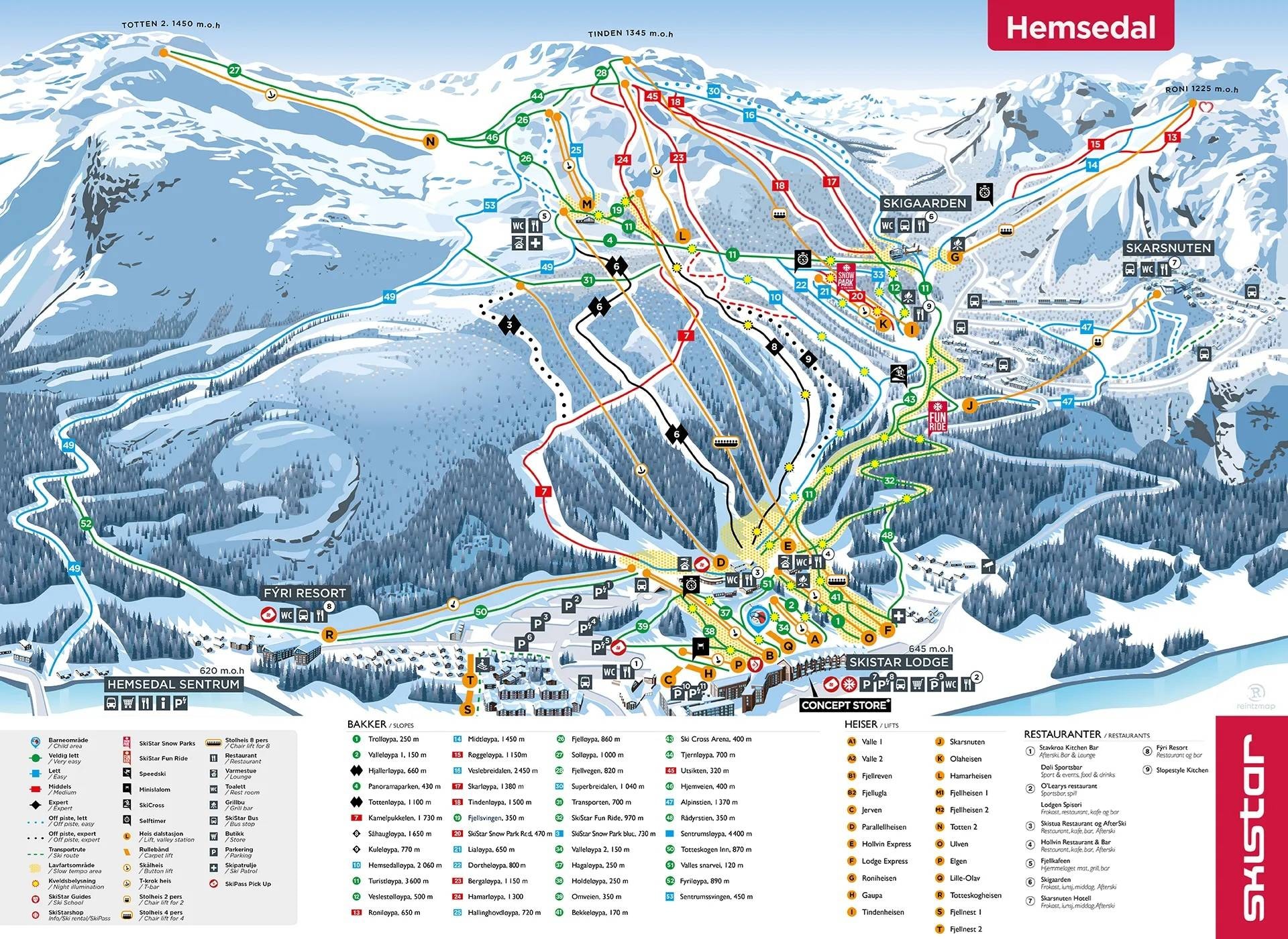 Hemsedal trail map