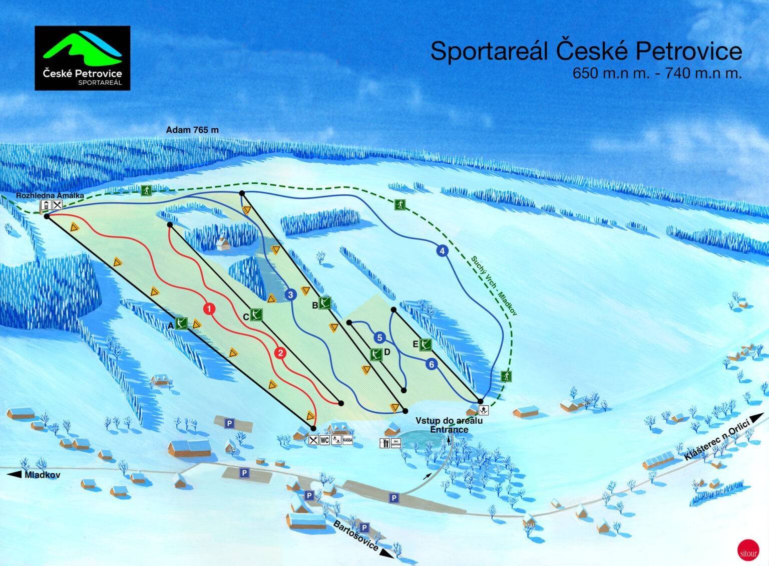 České Petrovice trail map