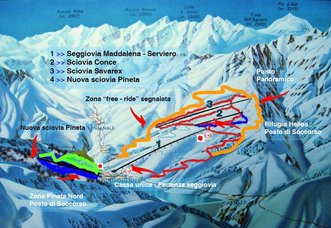Pontechianale trail map