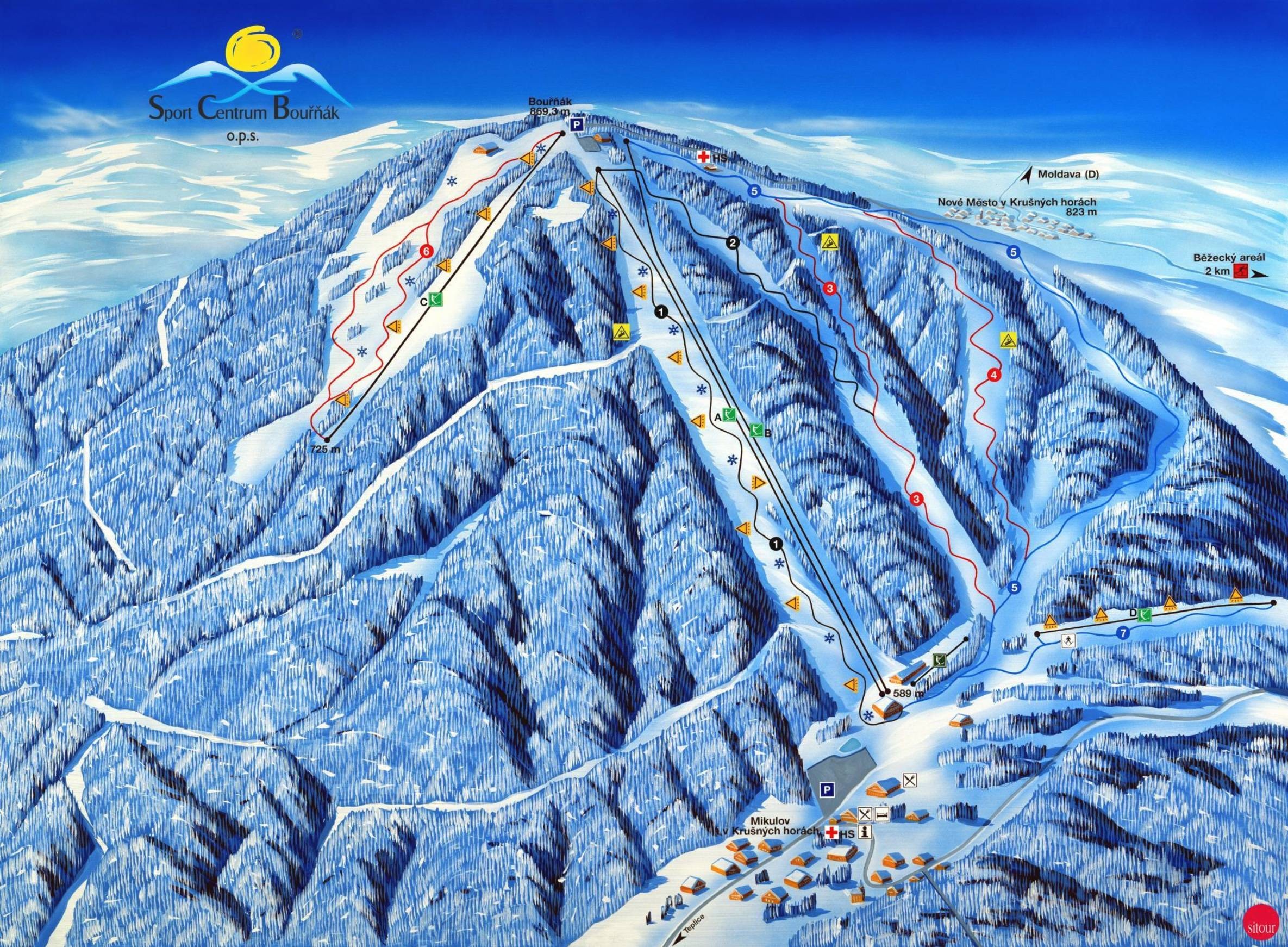 Bouřňák trail map