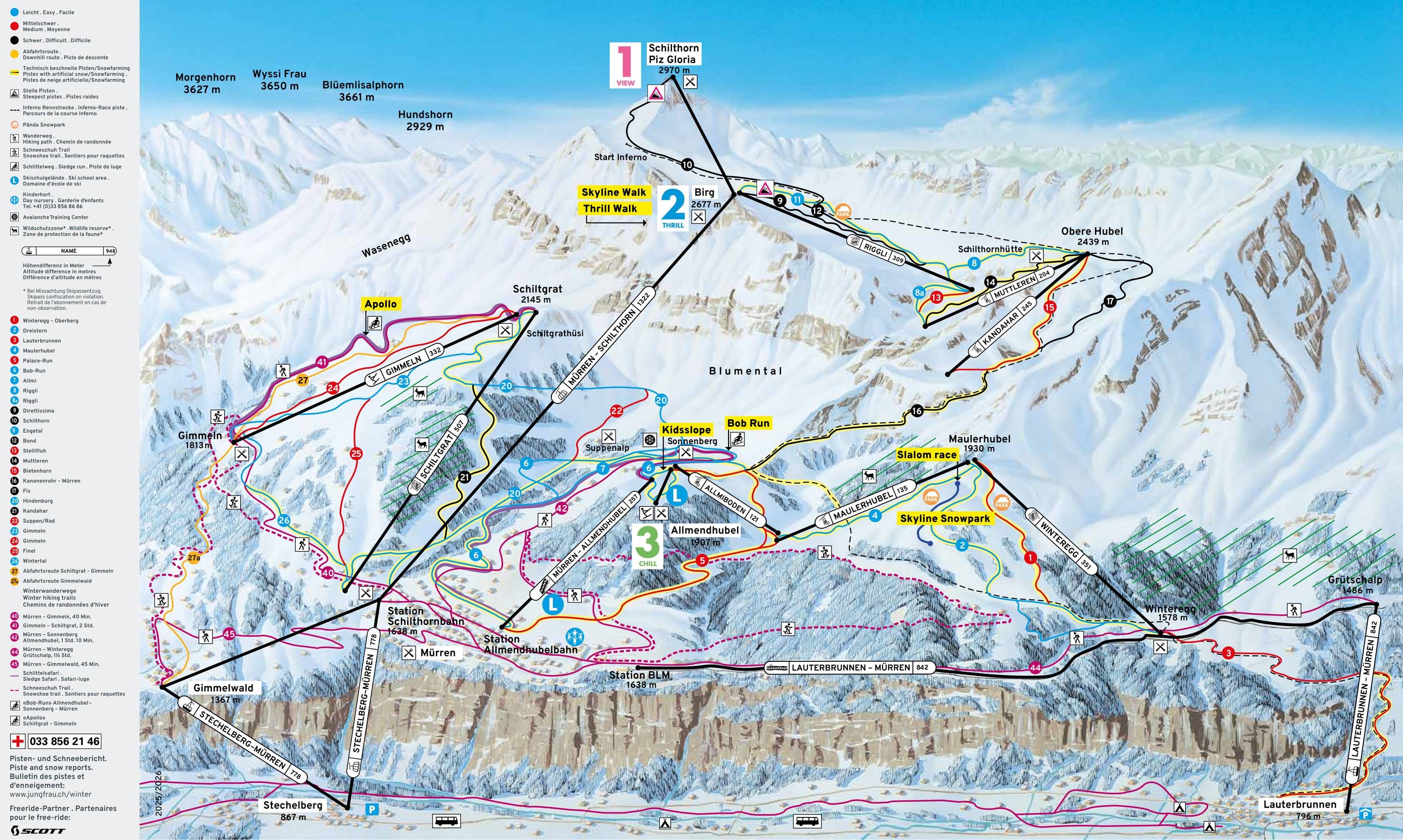 Schilthorn – Mürren/Lauterbrunnen trail map