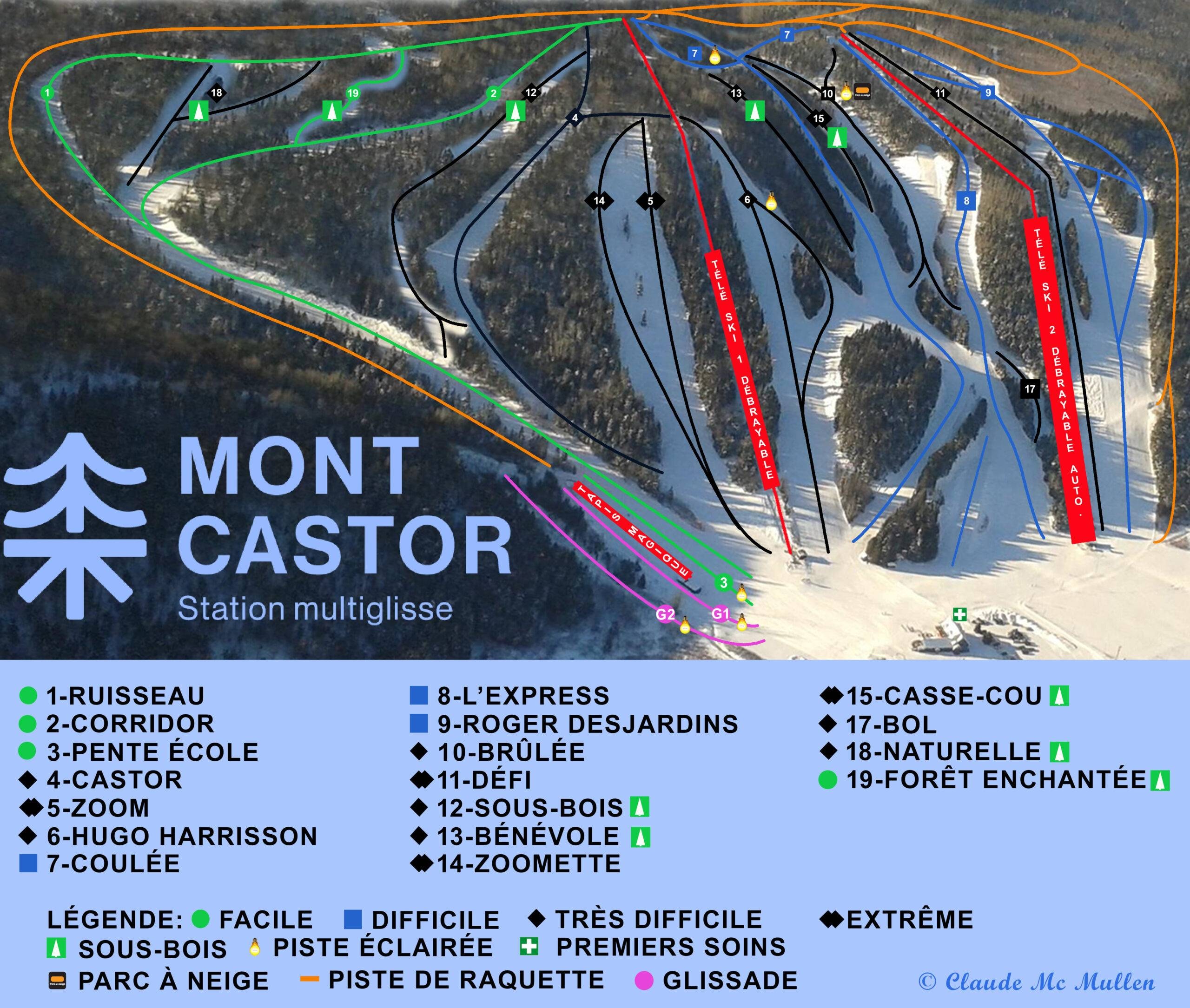 Mont Castor trail map