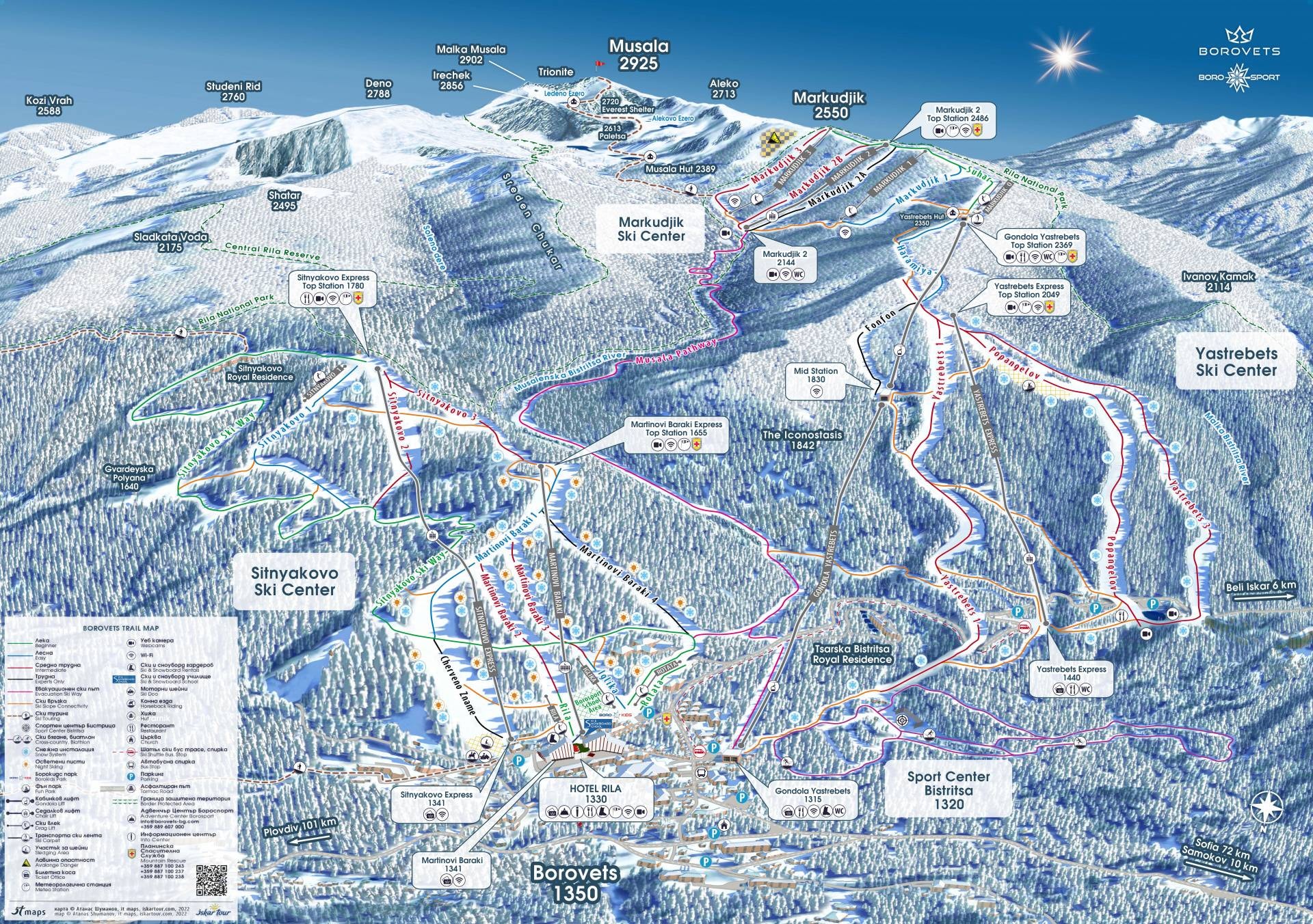 Borovets trail map