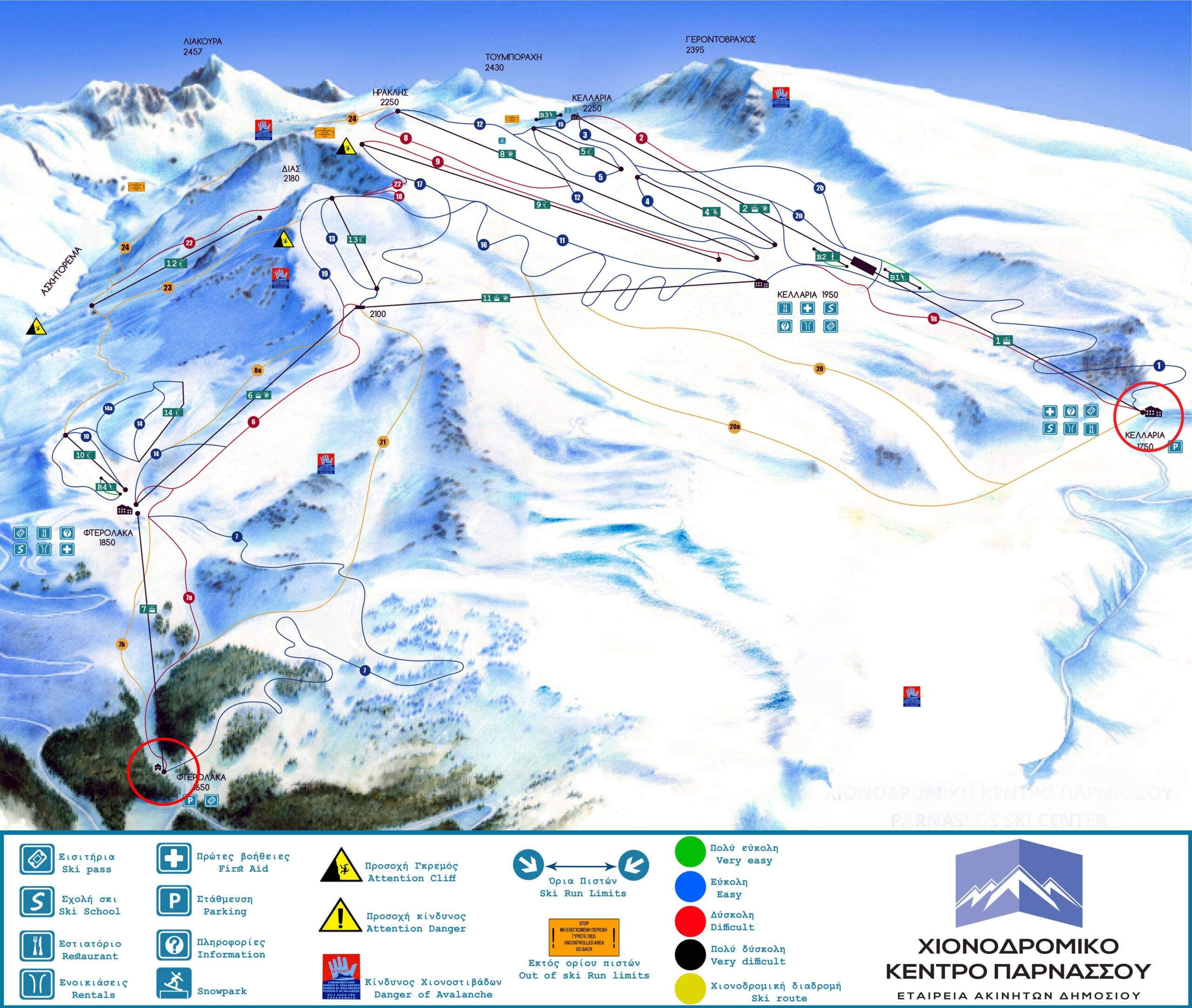 Mount Parnassos – Fterolakka/Kellaria trail map