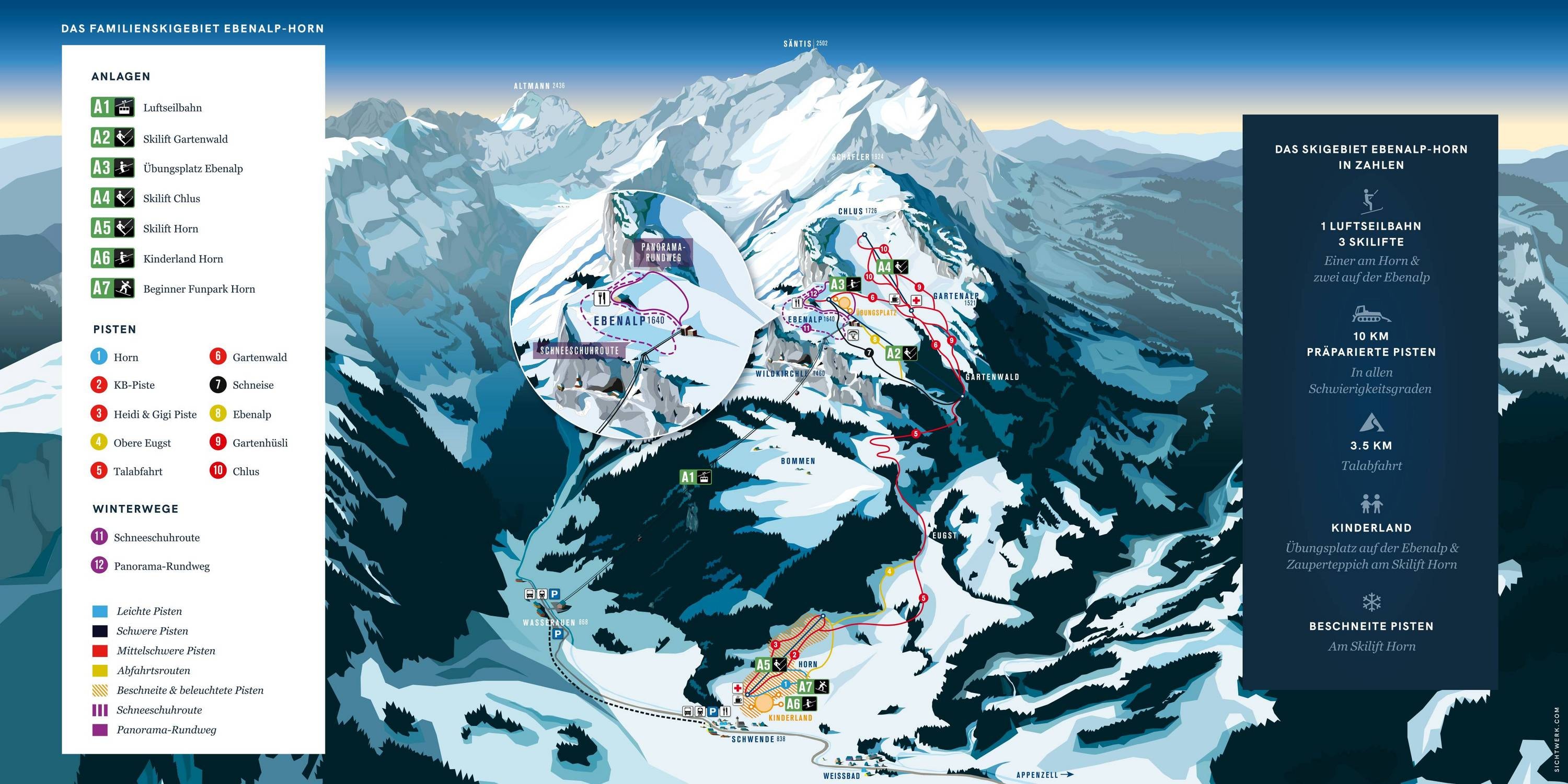 Ebenalp-Horn – Wasserauen/Schwende trail map