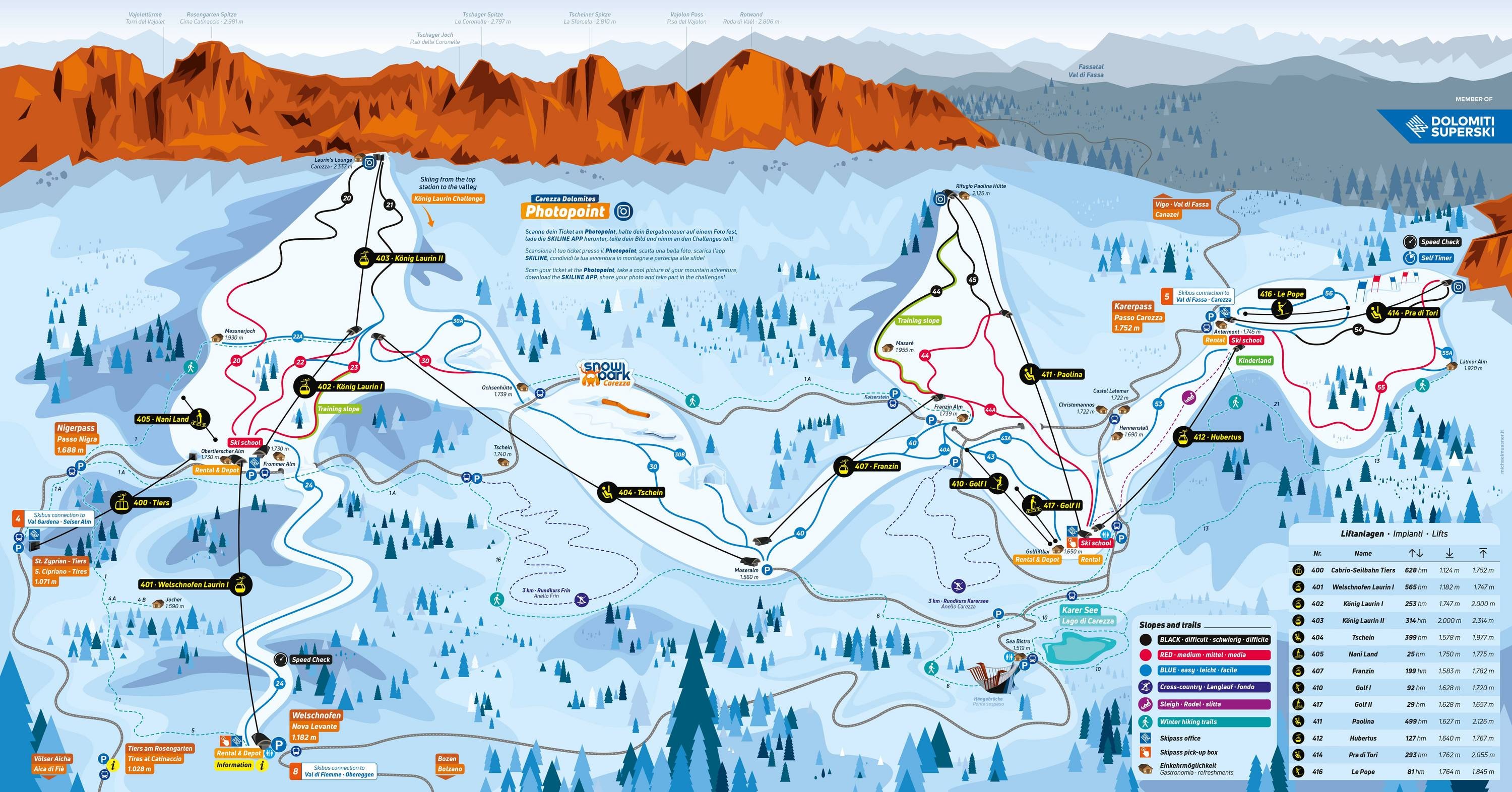 Carezza trail map