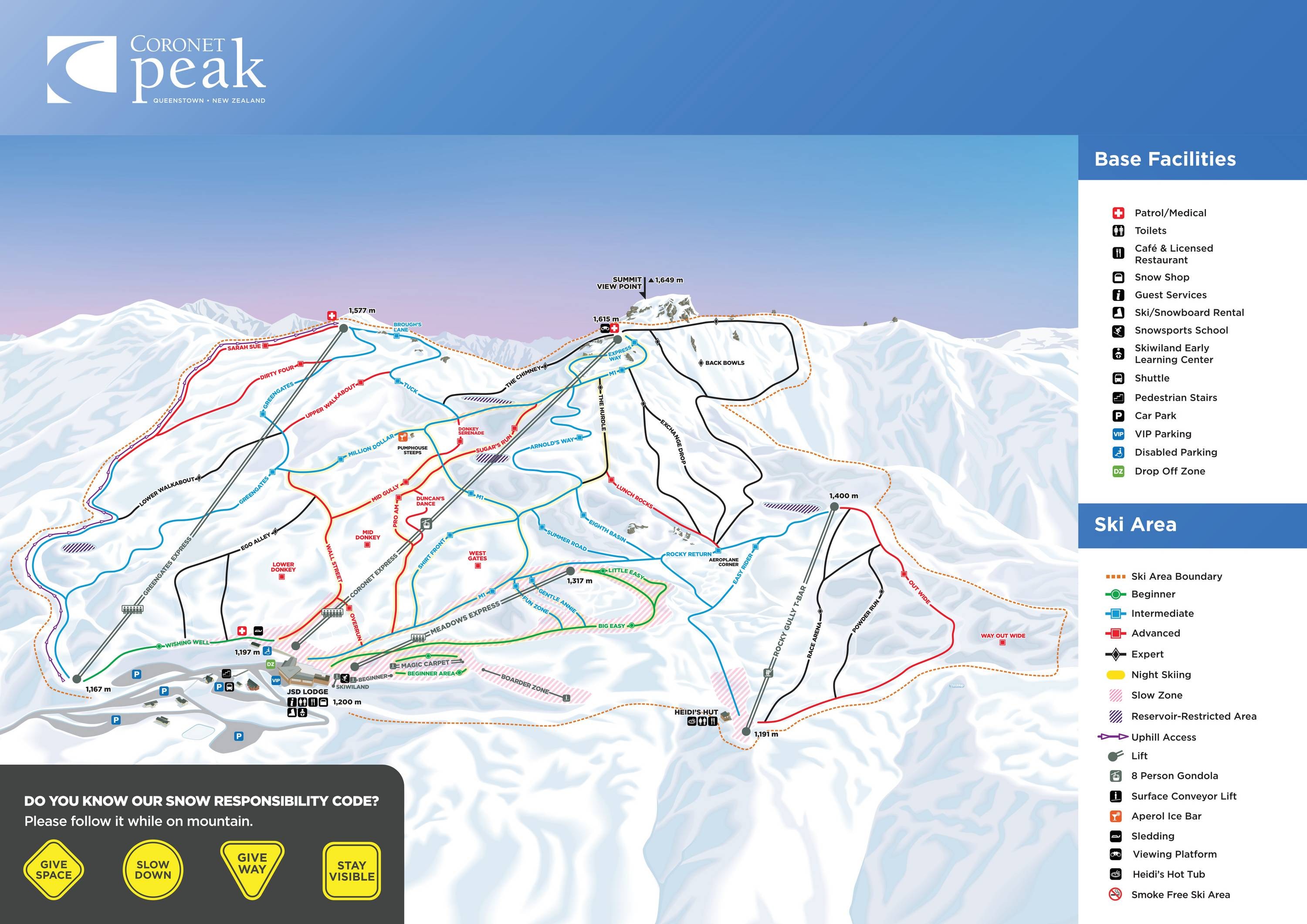 Coronet Peak trail map