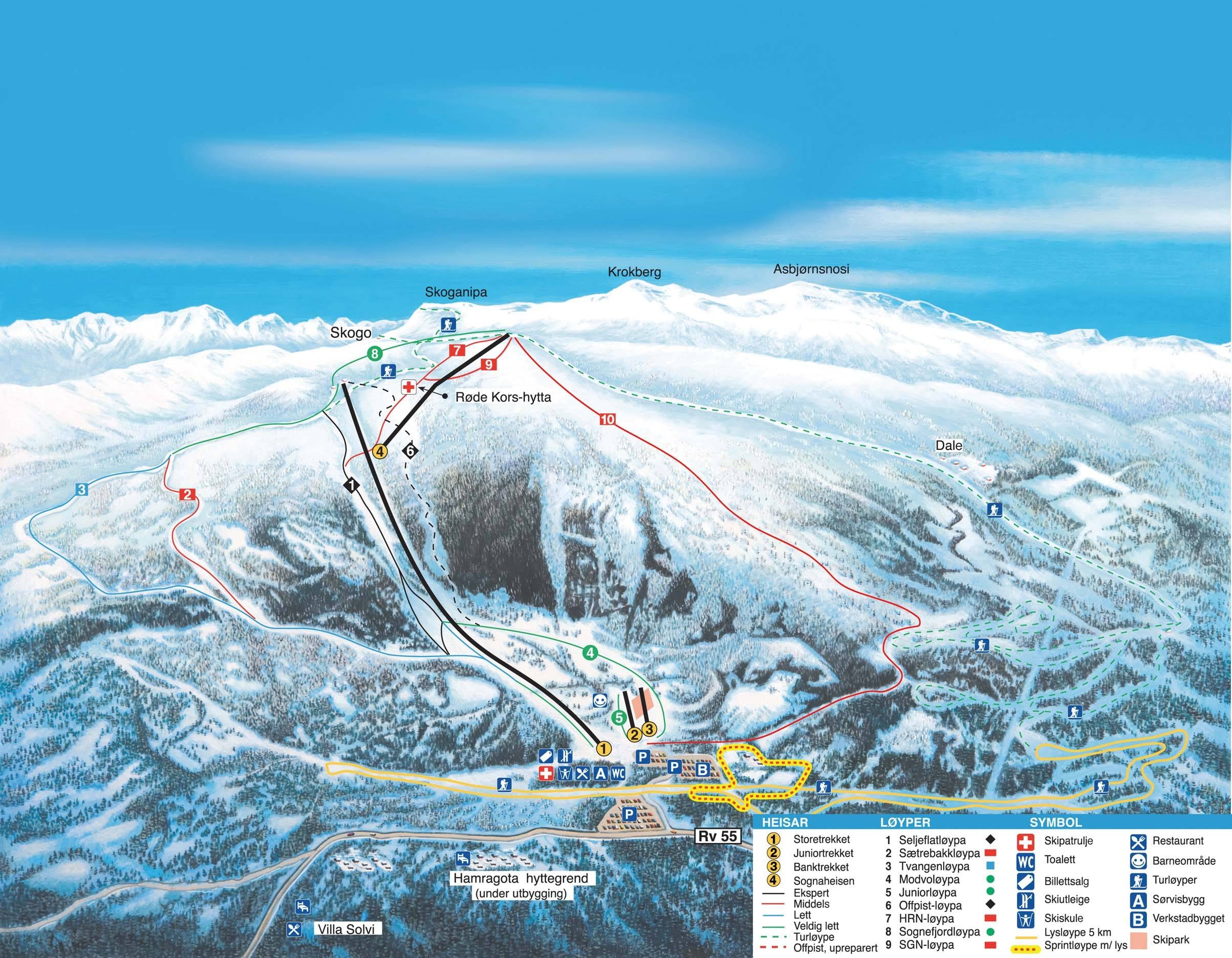 Sogn Skisenter trail map
