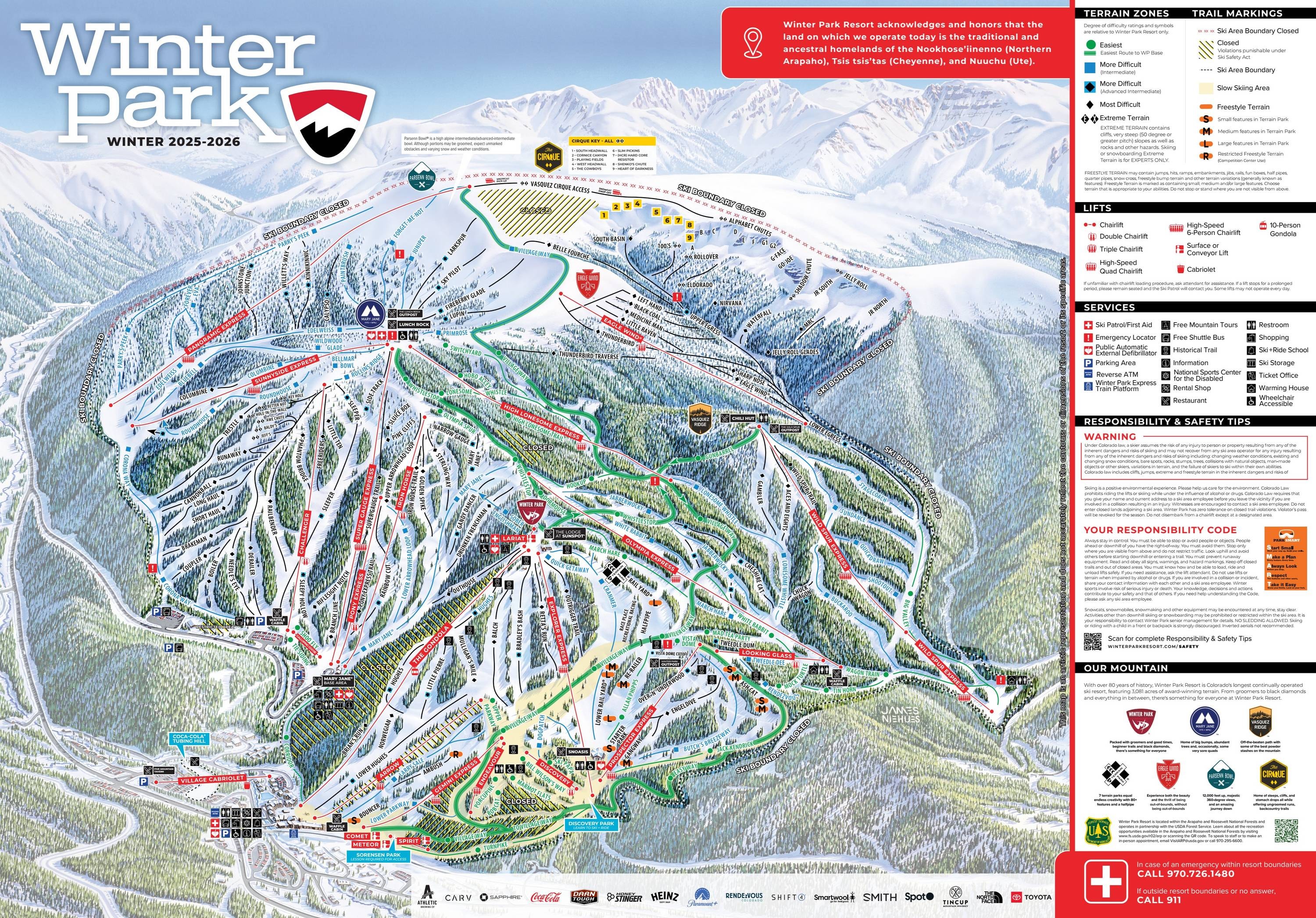 Winter Park Resort trail map