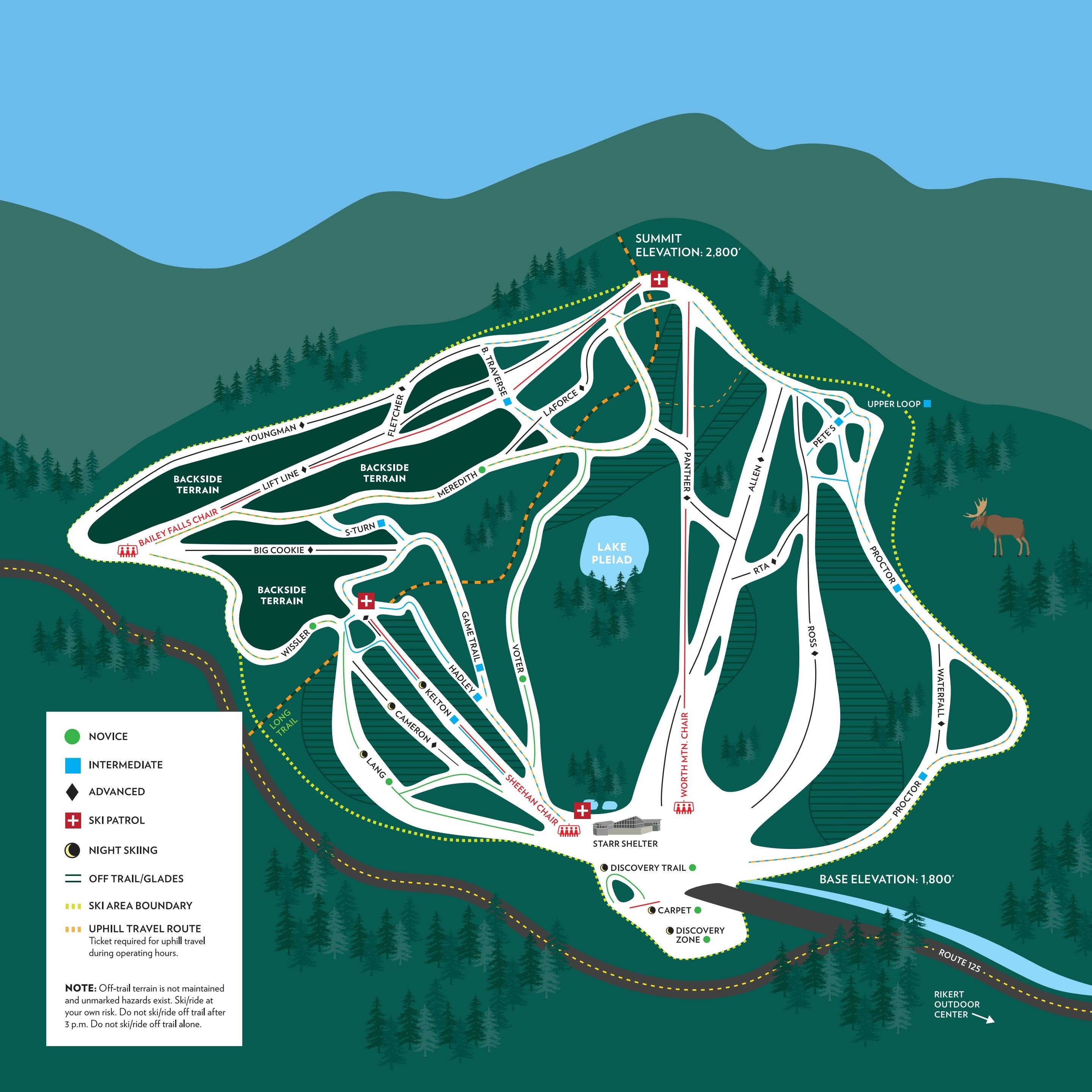 Middlebury College Snow Bowl trail map