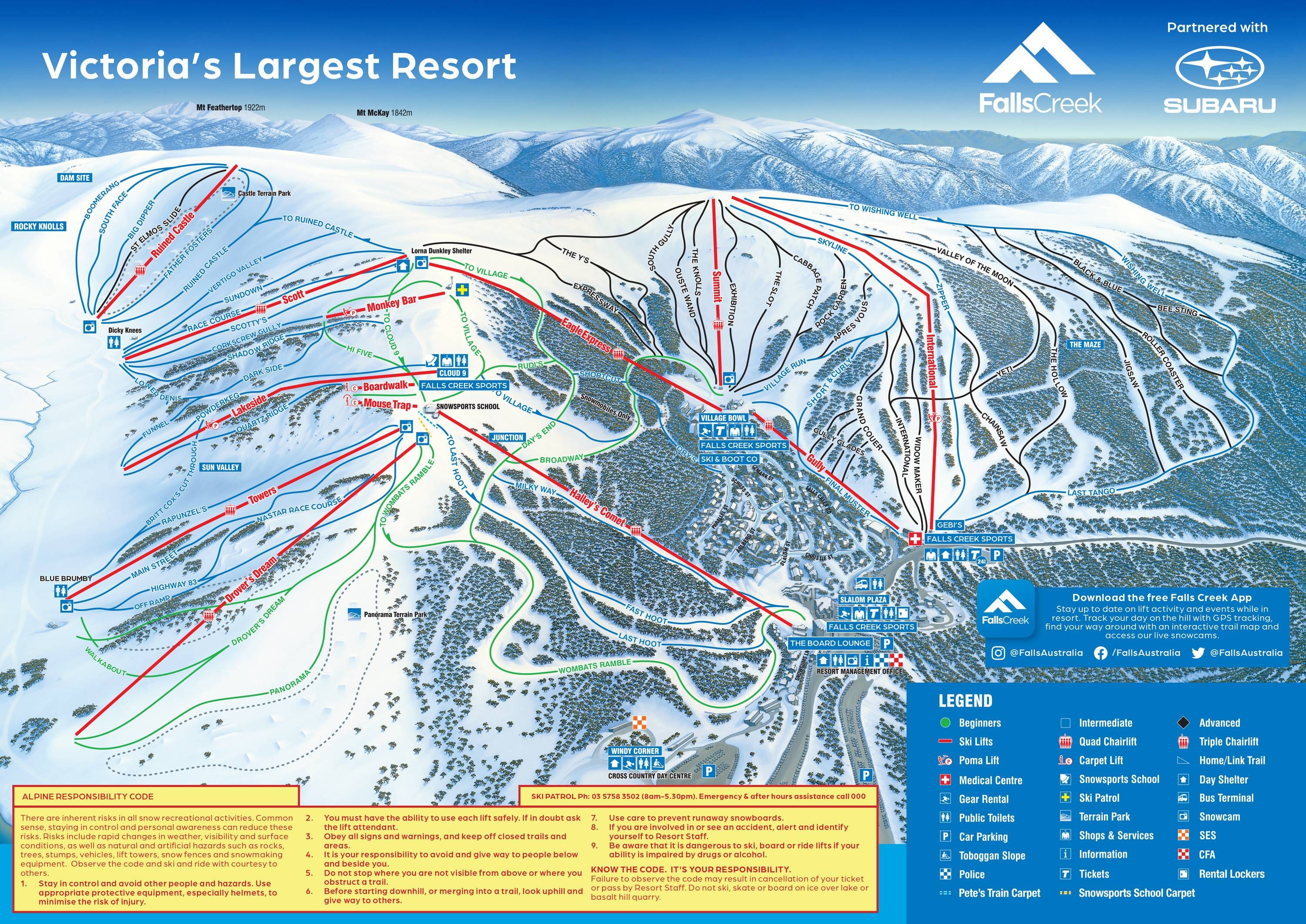 Falls Creek trail map