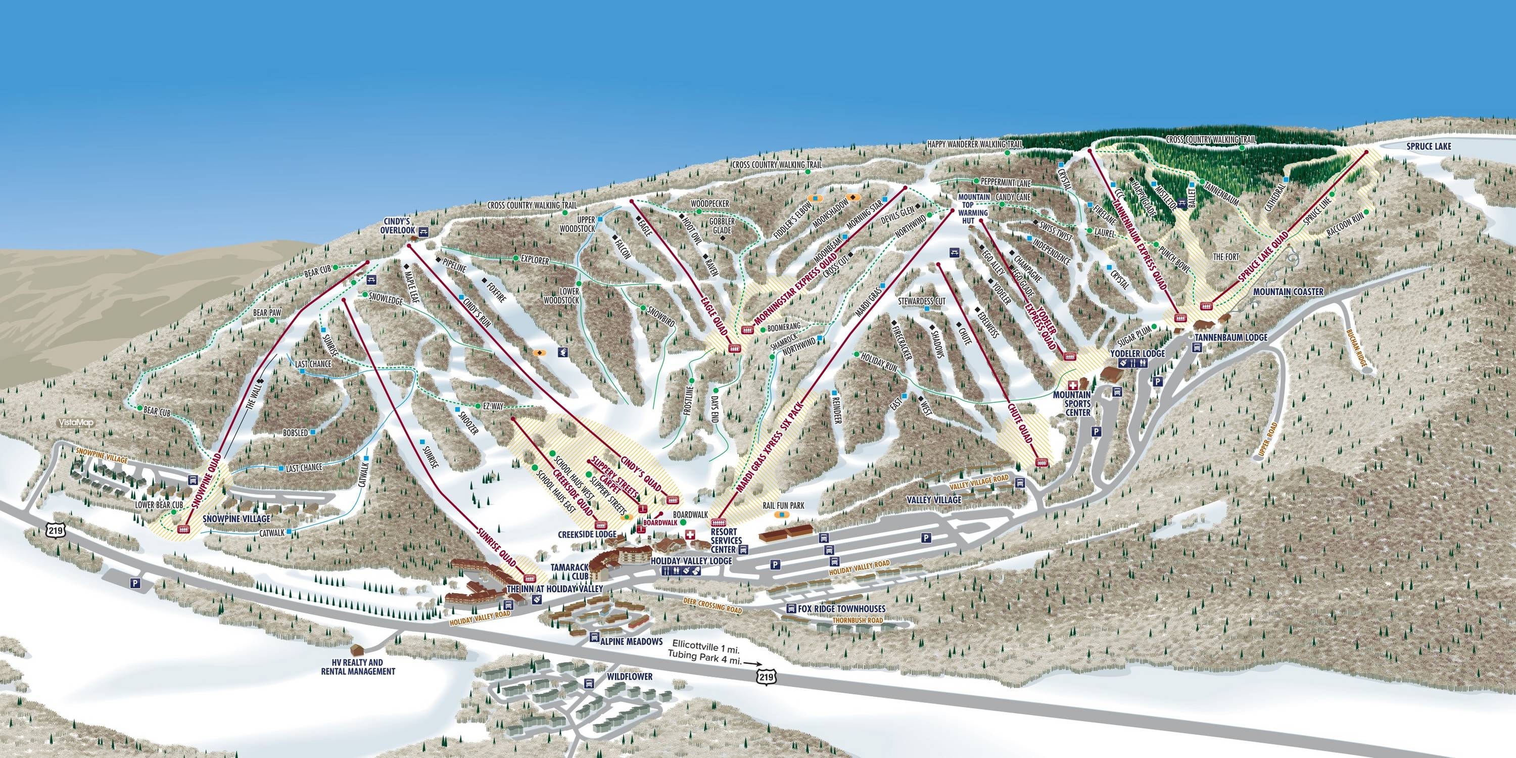 Holiday Valley trail map