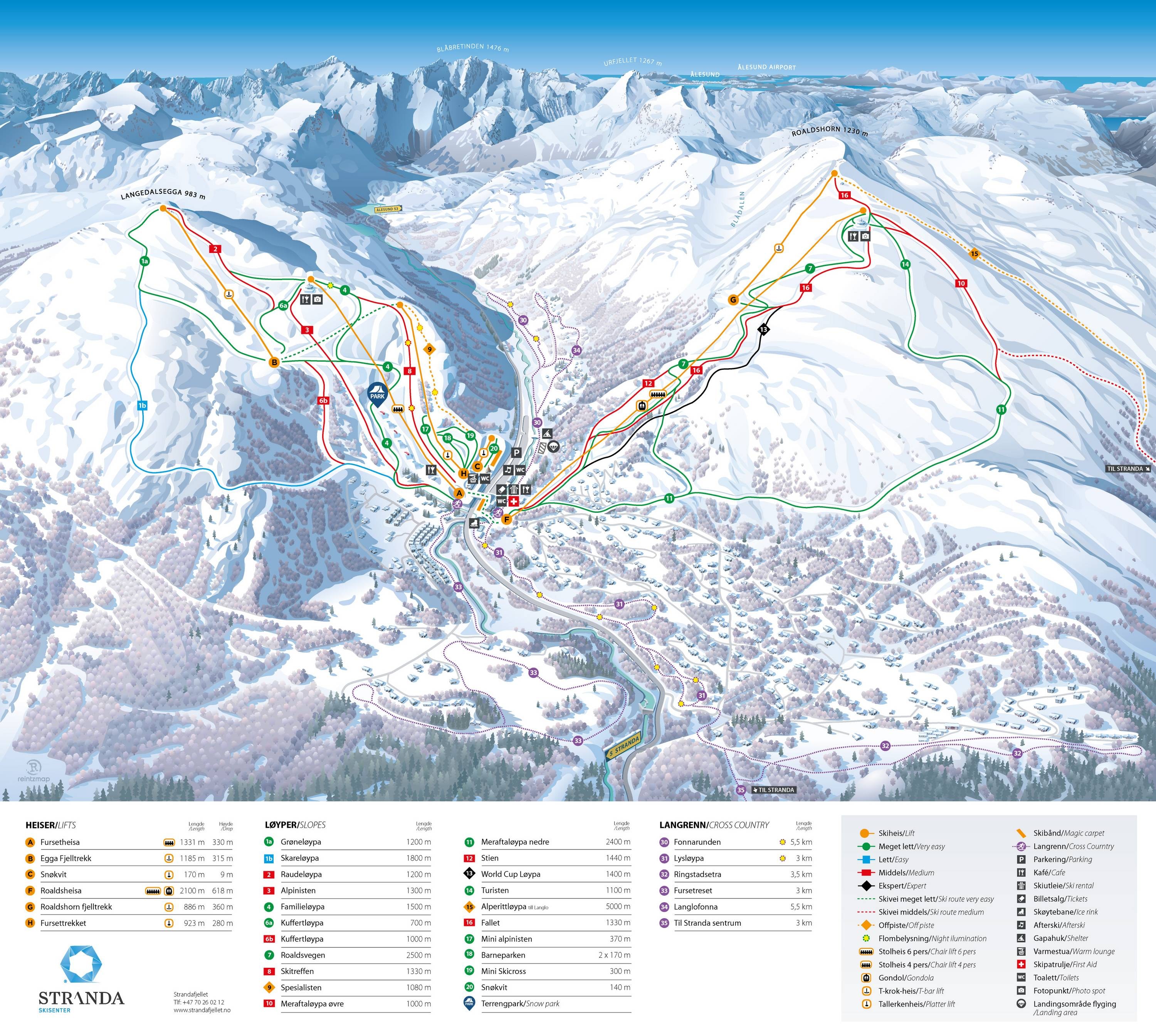 Strandafjellet trail map