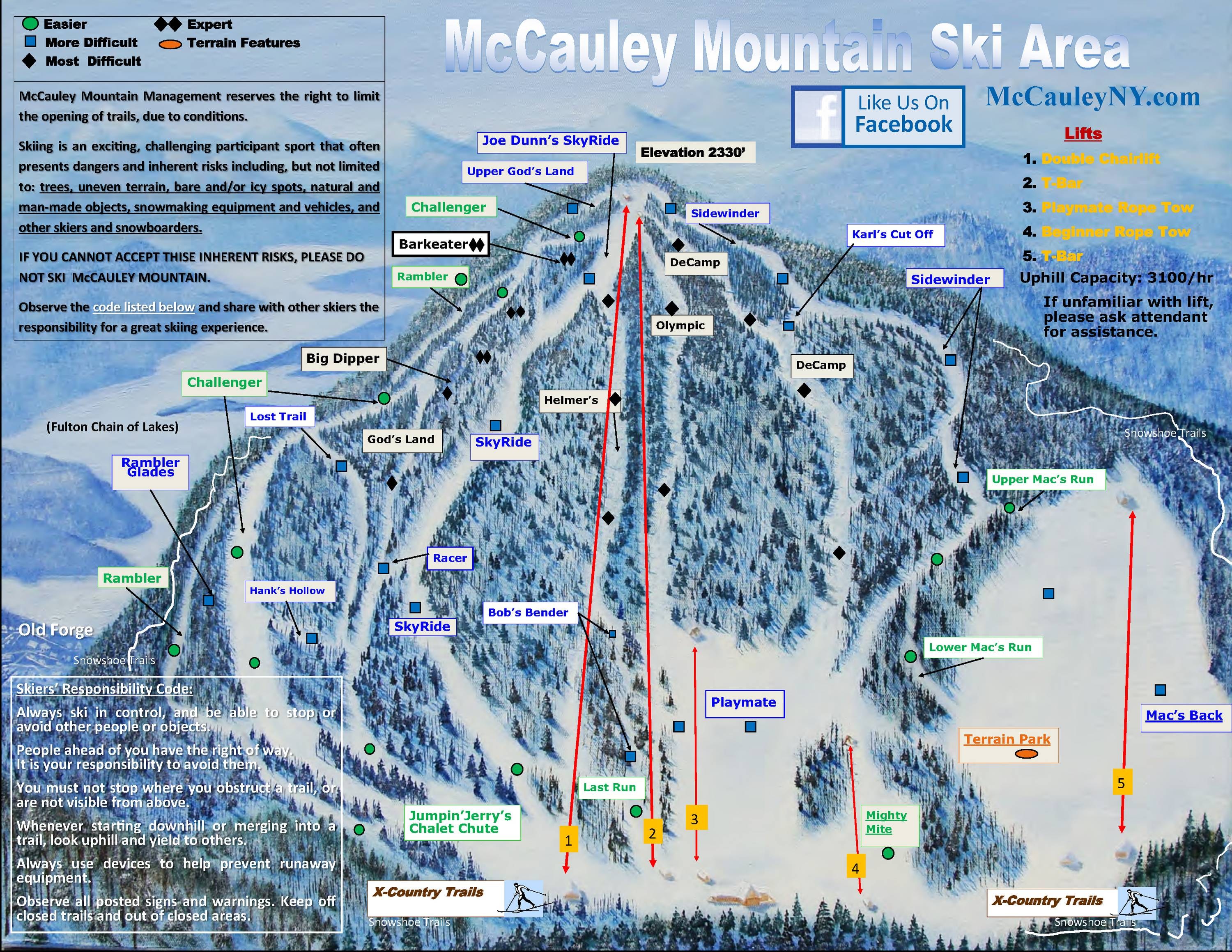 McCauley Mountain trail map