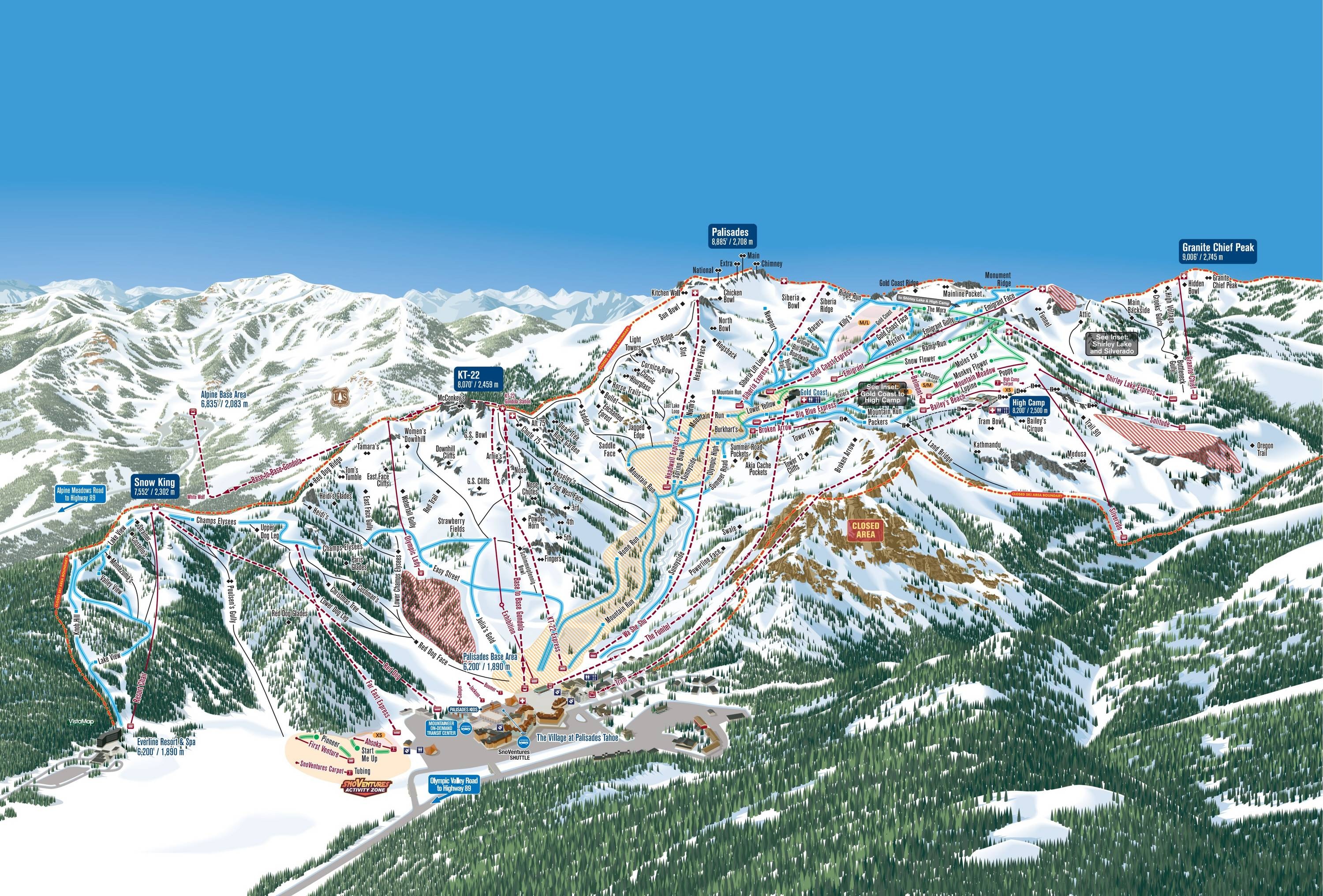 Palisades Tahoe trail map