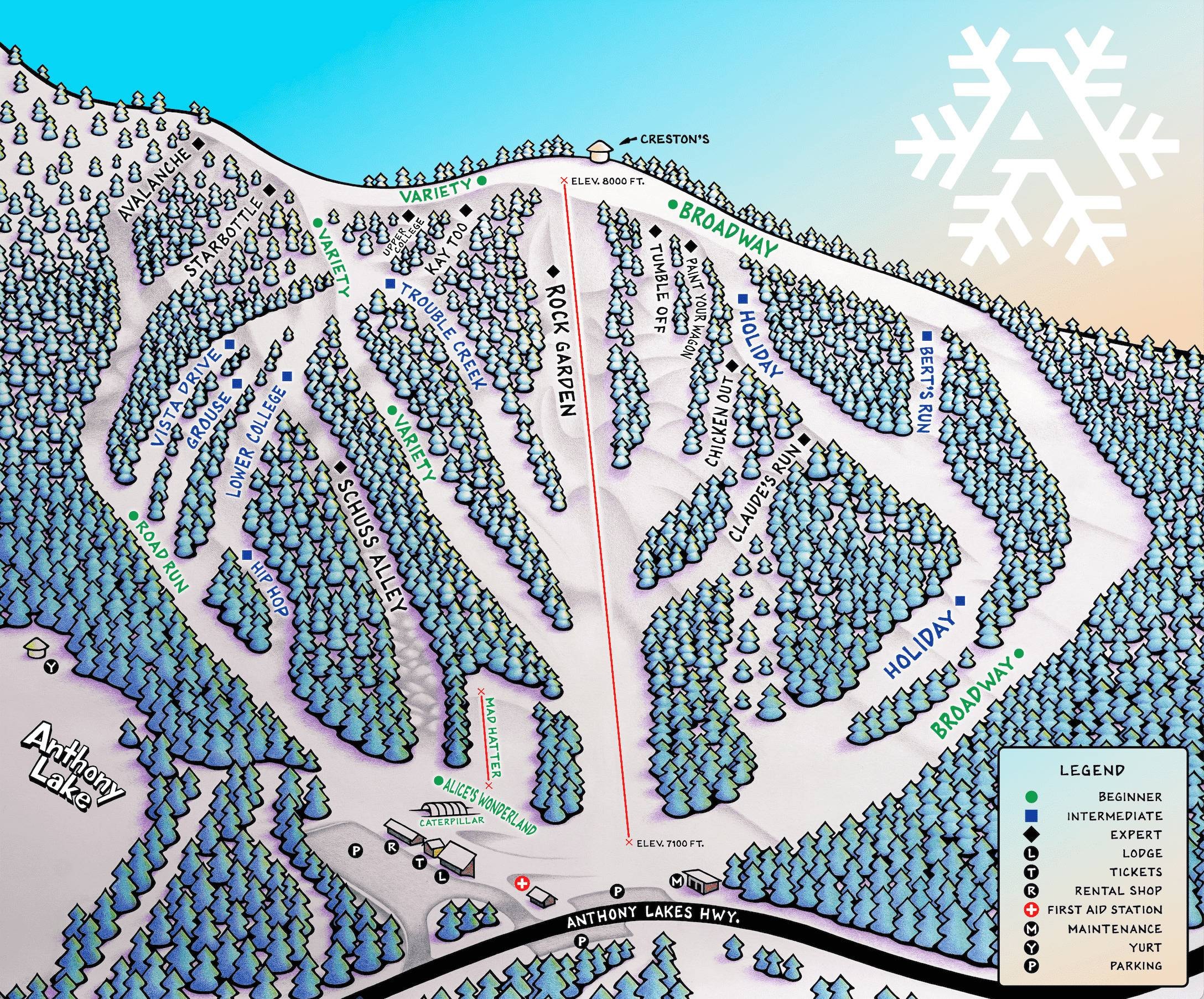 Anthony Lakes Mountain Resort trail map