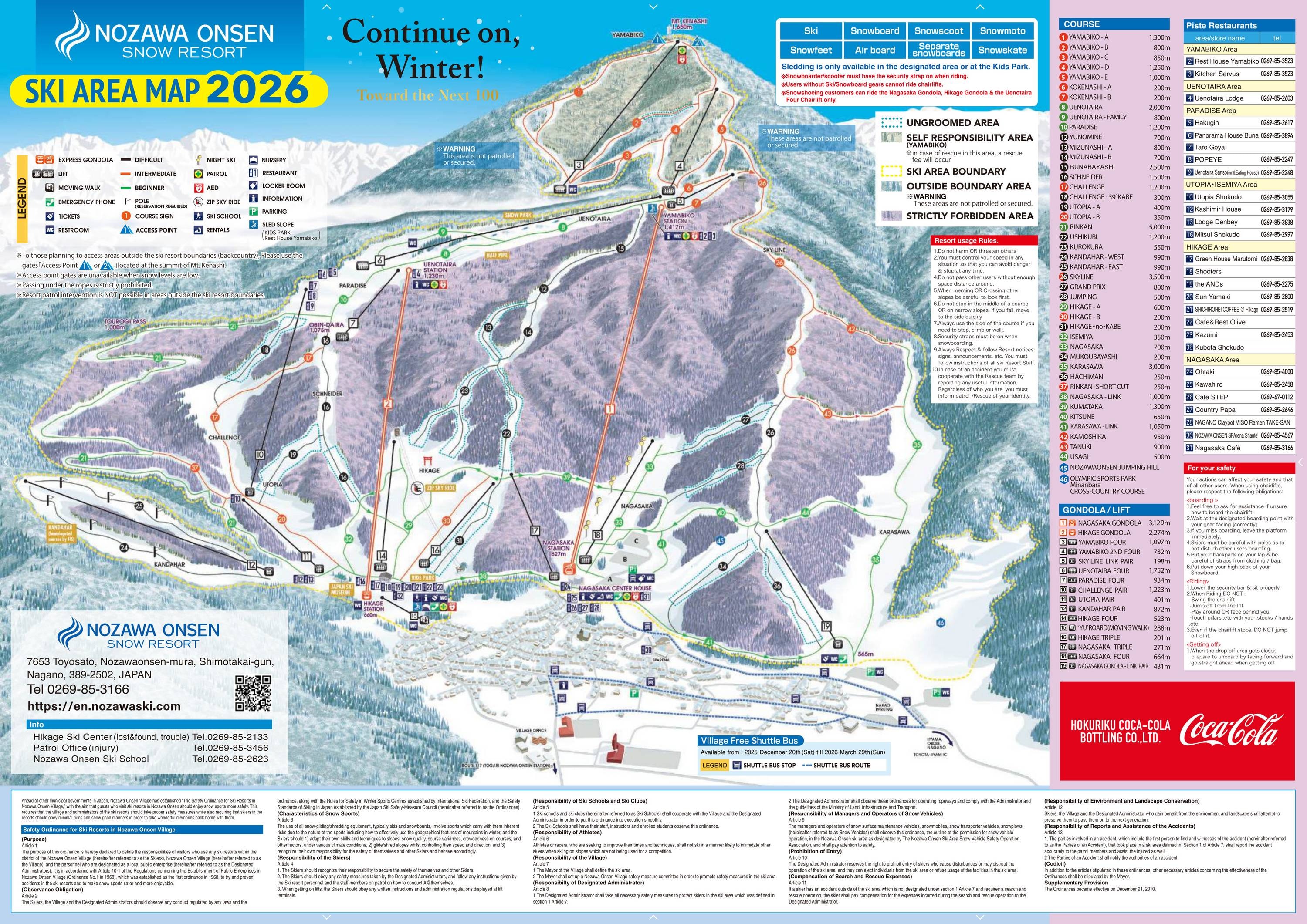 Nozawa Onsen trail map