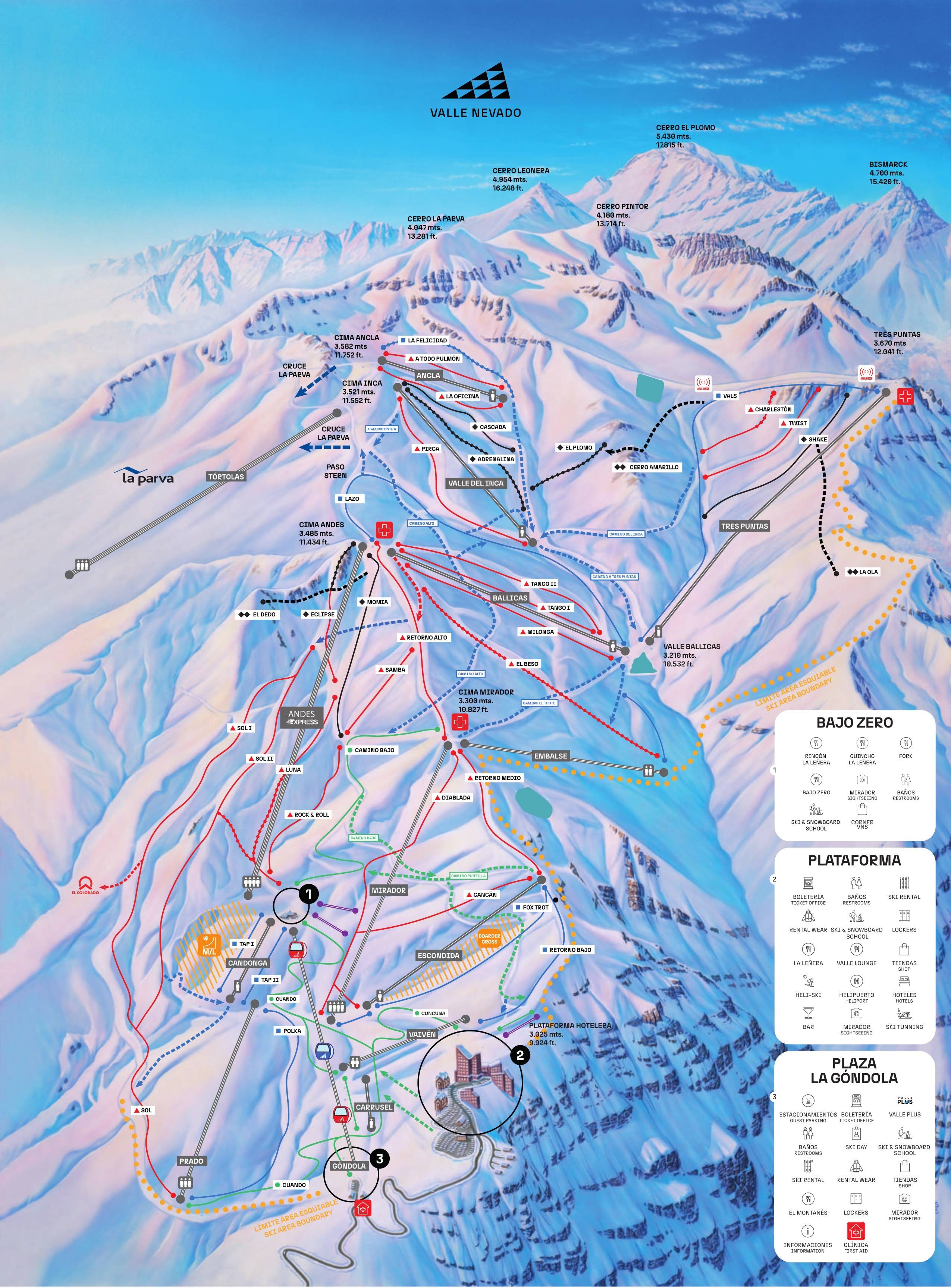Valle Nevado trail map