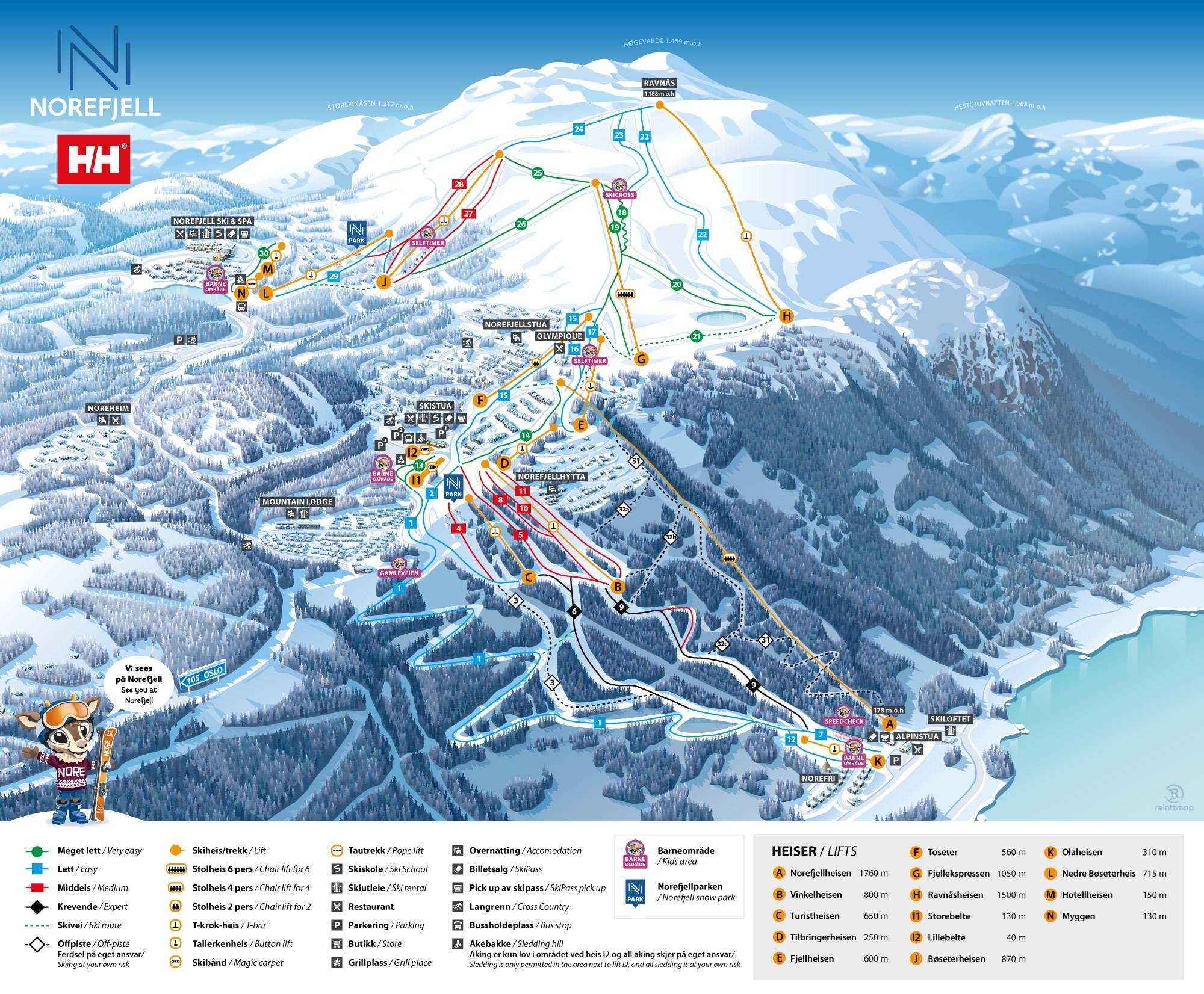 Norefjell trail map
