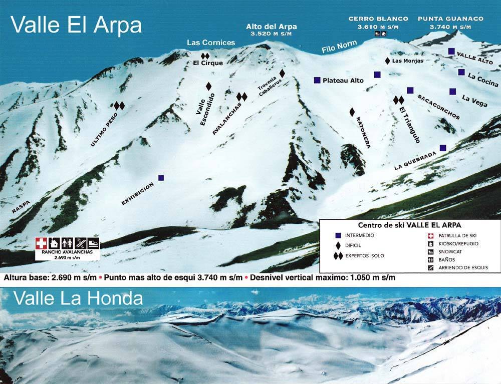 Arpa Snowcats – Los Andes trail map