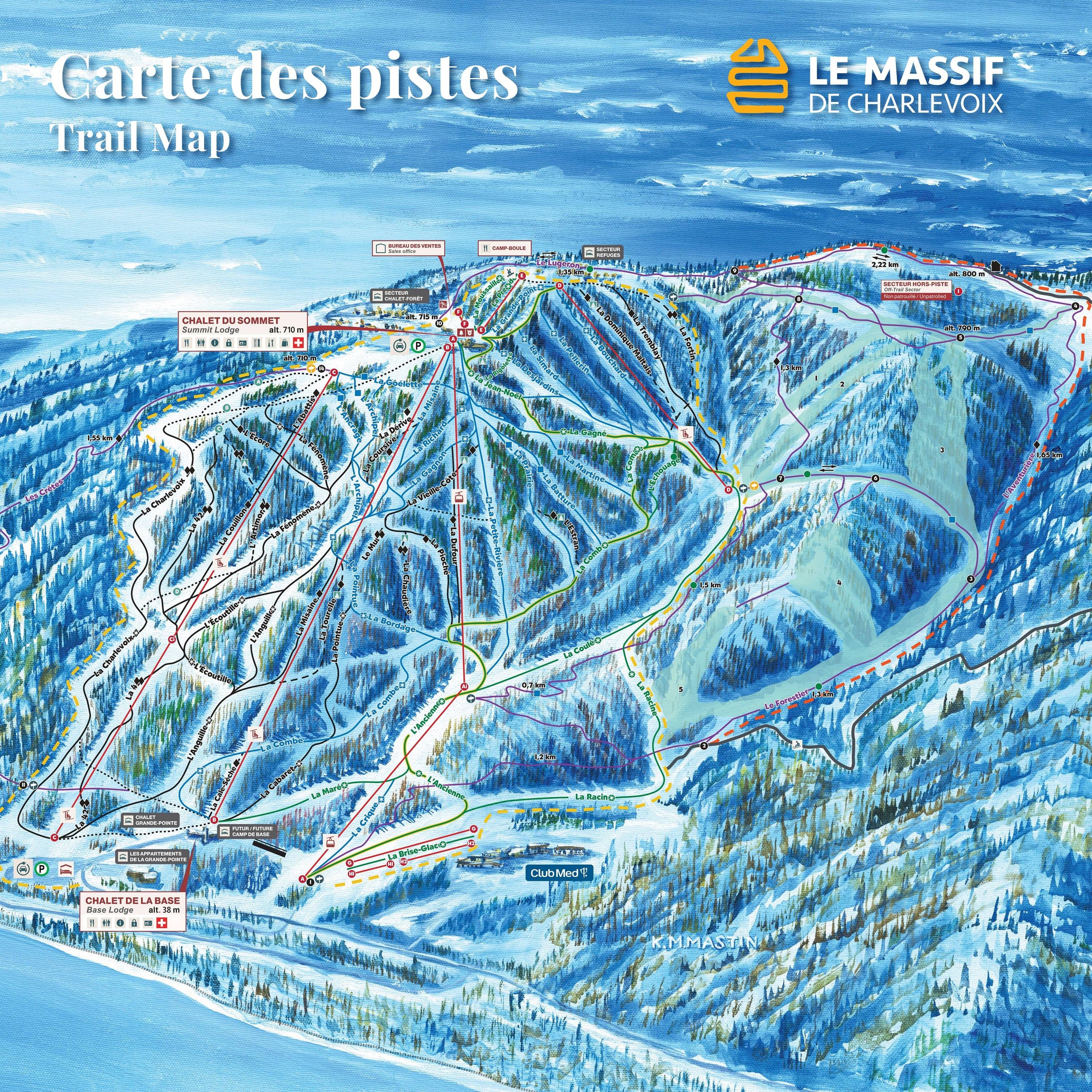 Le Massif de Charlevoix trail map
