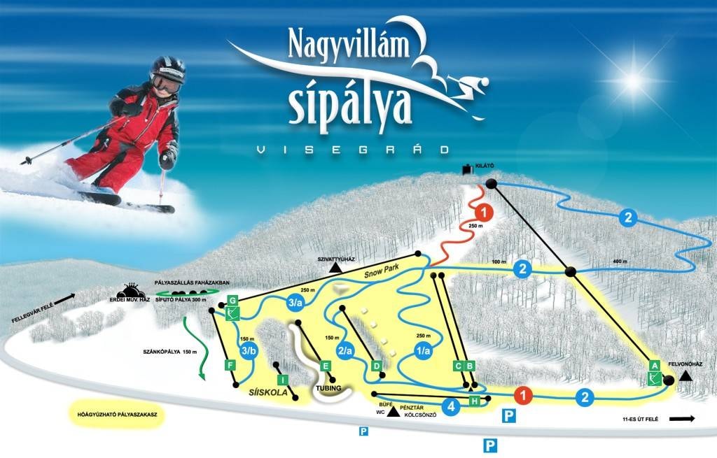 Nagyvillám Sípálya – Visegrád trail map