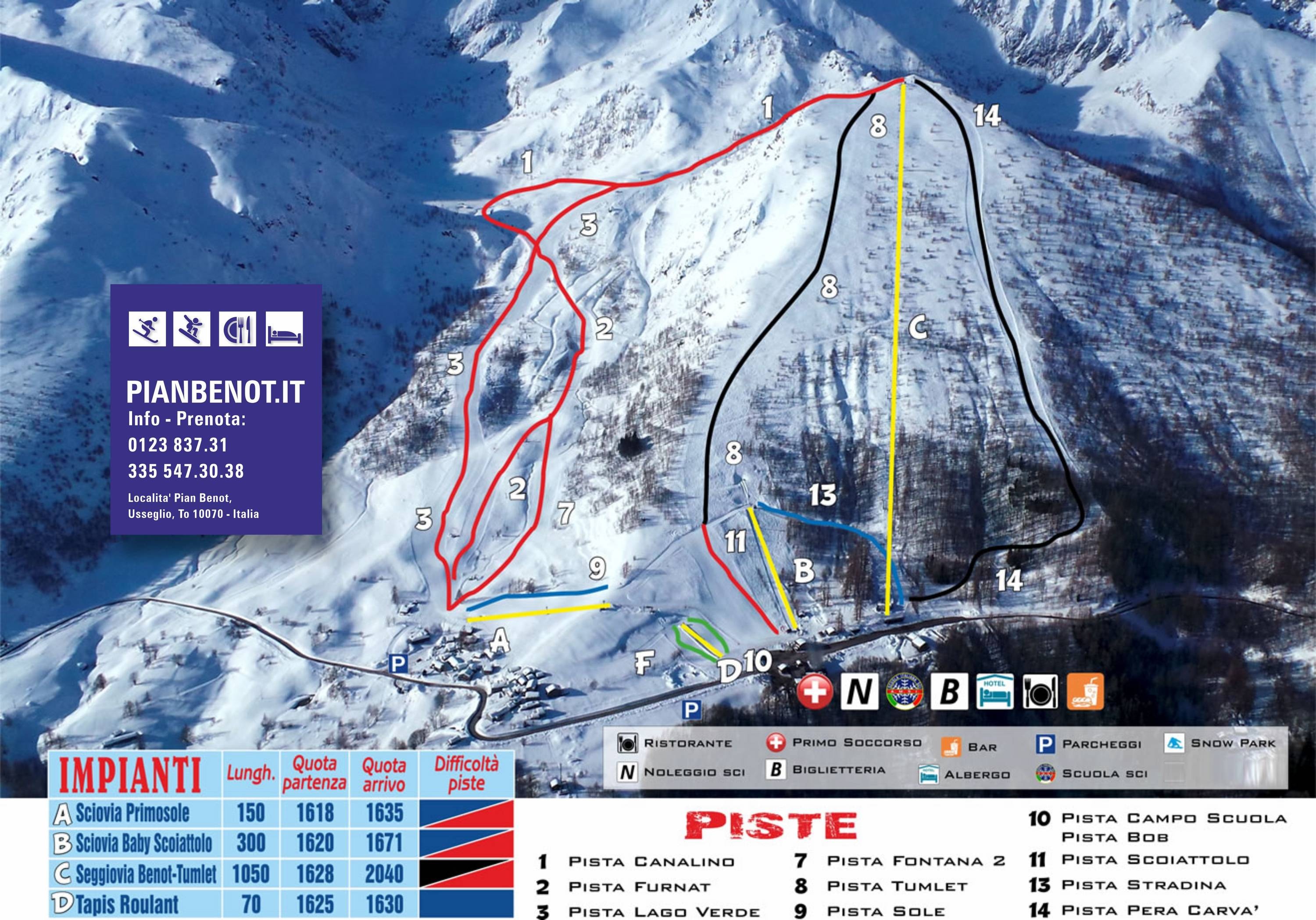 Usséglio – Pian Benot trail map
