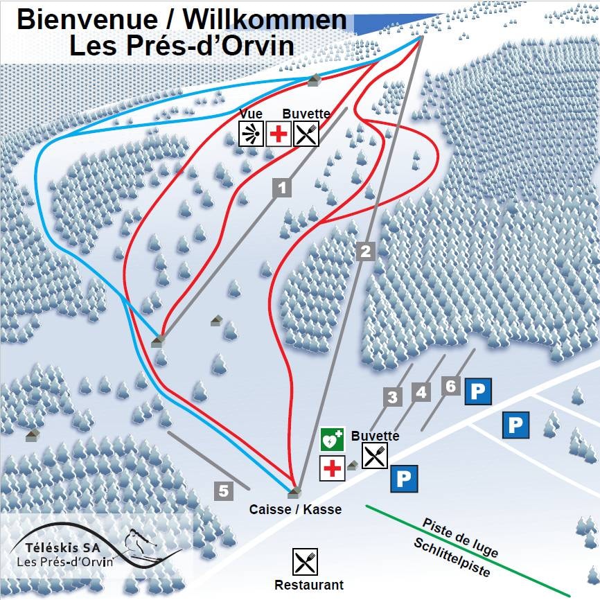 Les Prés d'Orvin trail map