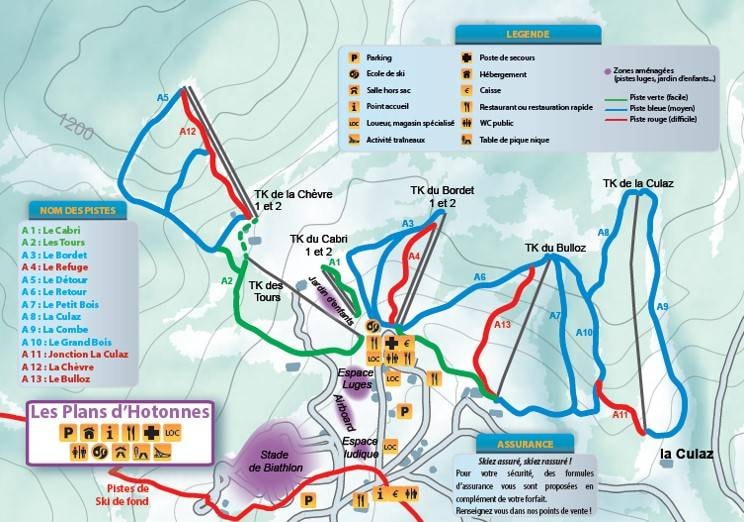 Les Plans d'Hotonnes trail map