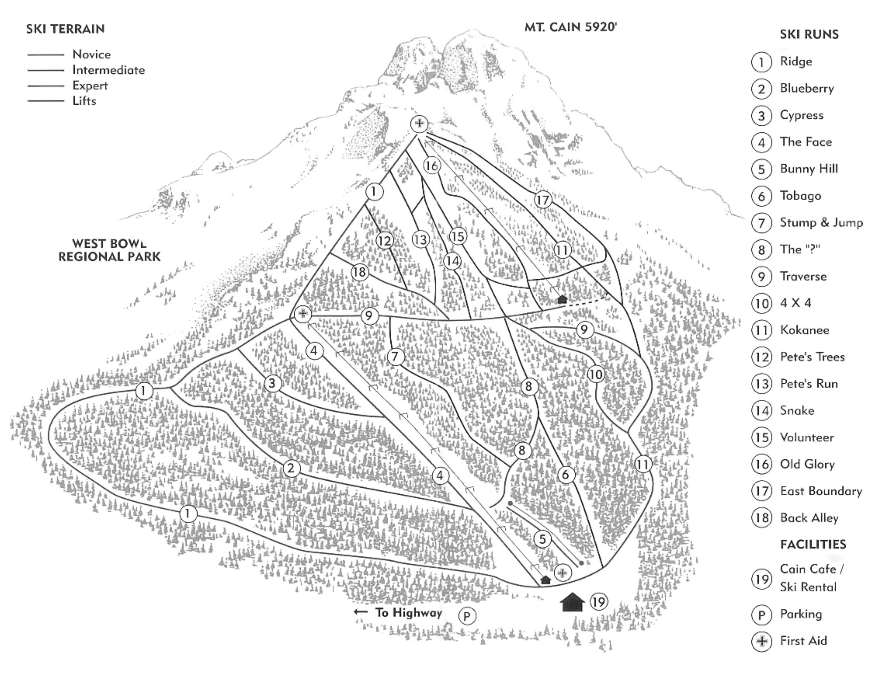Mount Cain trail map