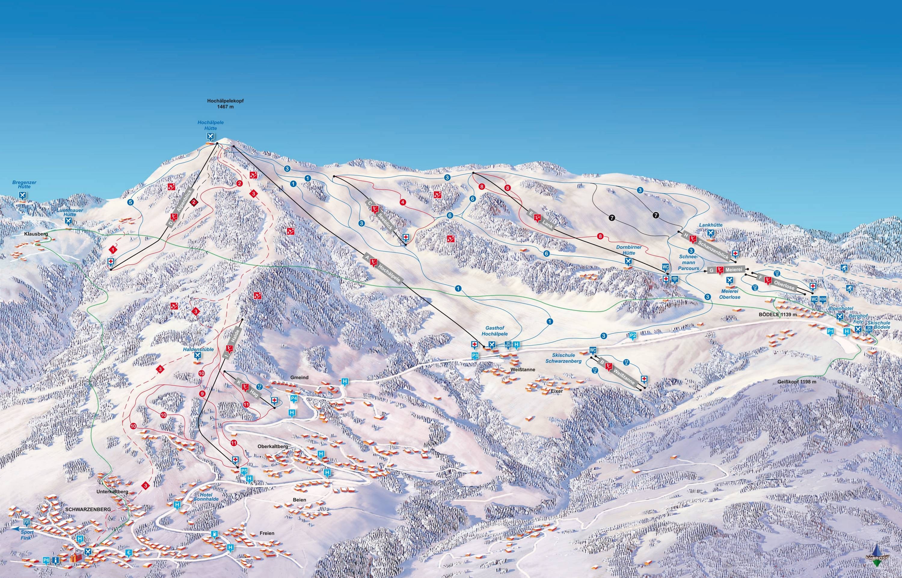 Bödele – Schwarzenberg trail map